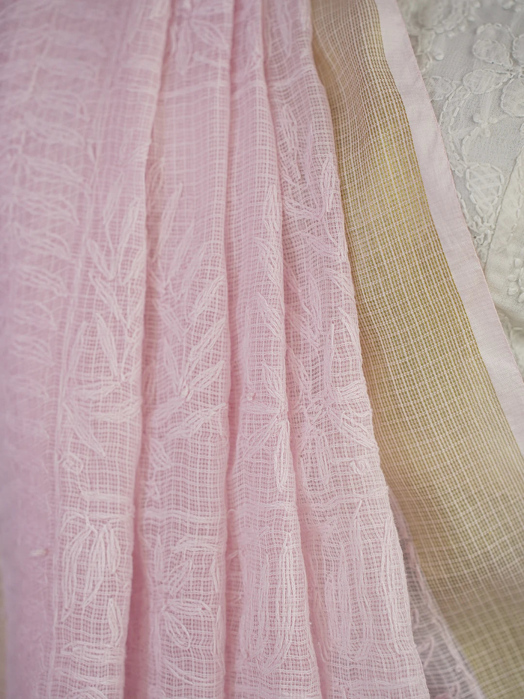 Ada Hand Embroidered Carnation Pink Kota Lucknowi Chikankari Saree With Blouse 01A525469