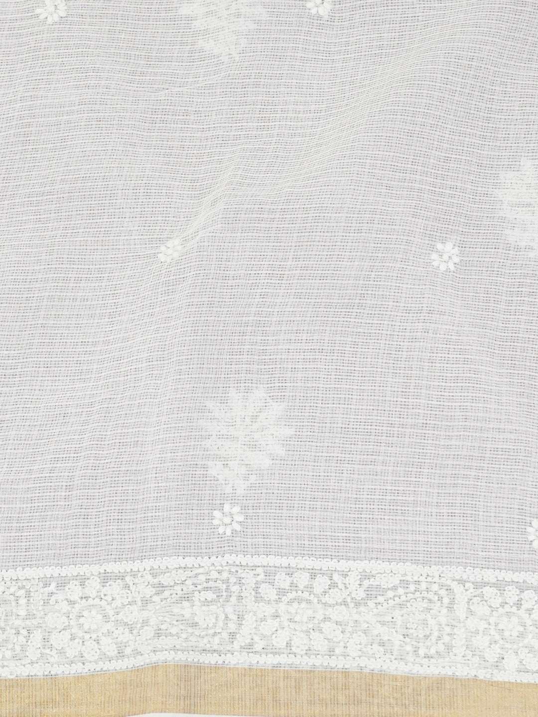 Ada Hand Embroidered White Kota Lucknowi Chikankari Saree With Blouse 01A608093