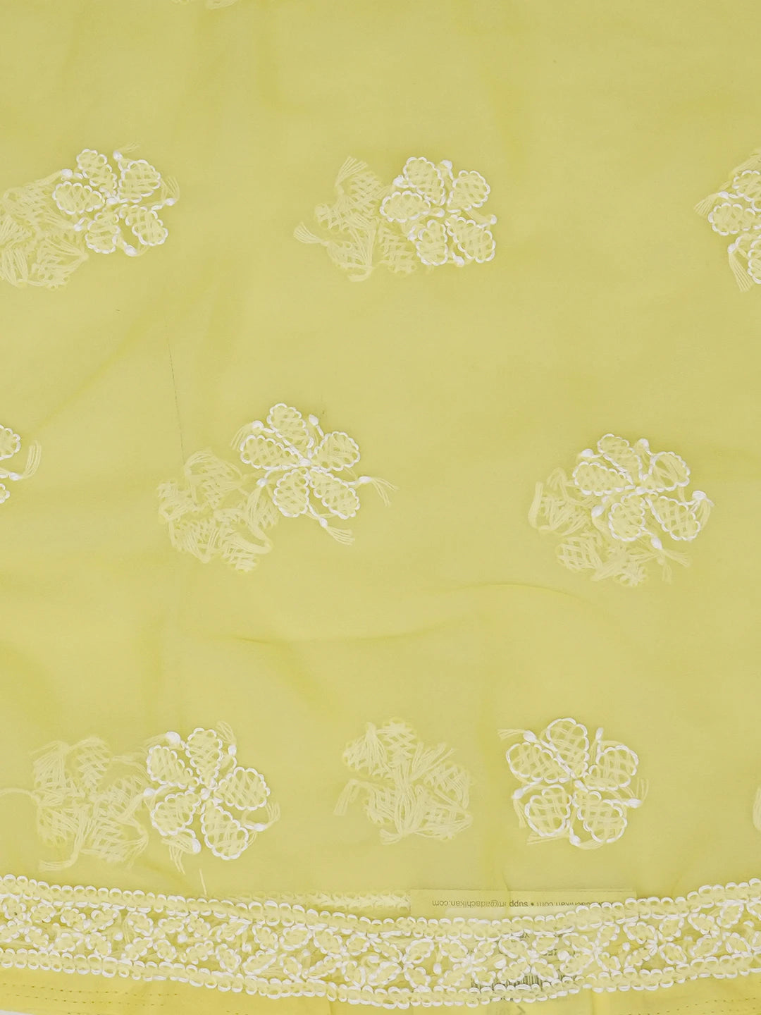 Ada Hand Embroidered Yellow Georgette Lucknowi Chikankari Unstitched Suit Piece 01A643918