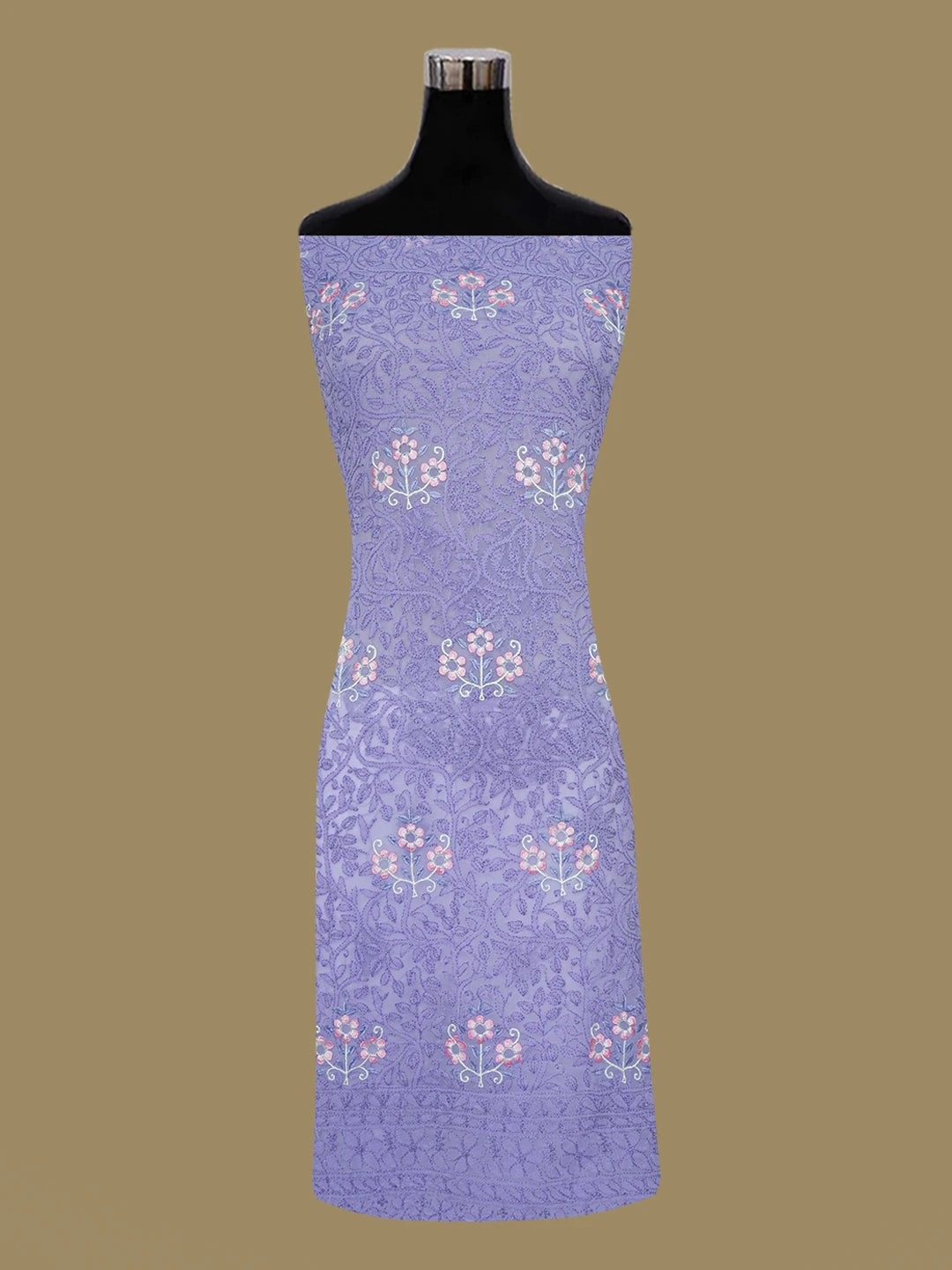 Ada Hand Embroidered Mauve Georgette Lucknowi Chikankari Unstitched Suit Piece With Parsi Work 01A644038