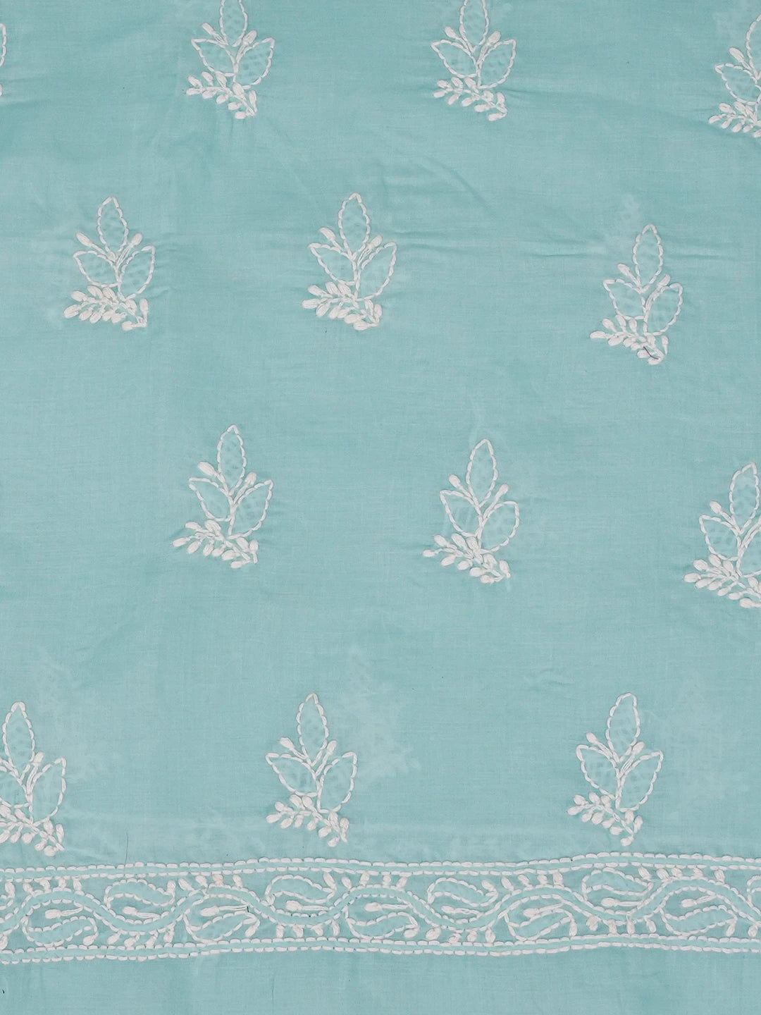 Ada Hand Embroidered Sky Blue Cotton Lucknowi Chikankari Unstitched Suit Piece With Cutdana Work 01A621415