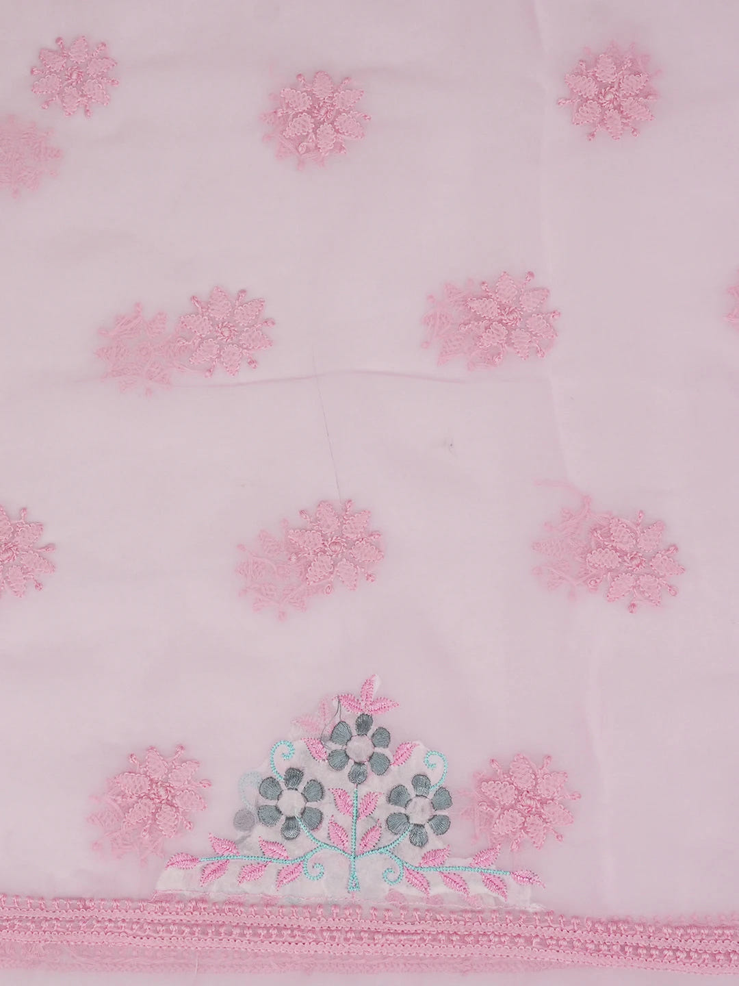 Ada Hand Embroidered Pink Georgette Lucknowi Chikankari Unstitched Suit Piece With Parsi Work 01A643848