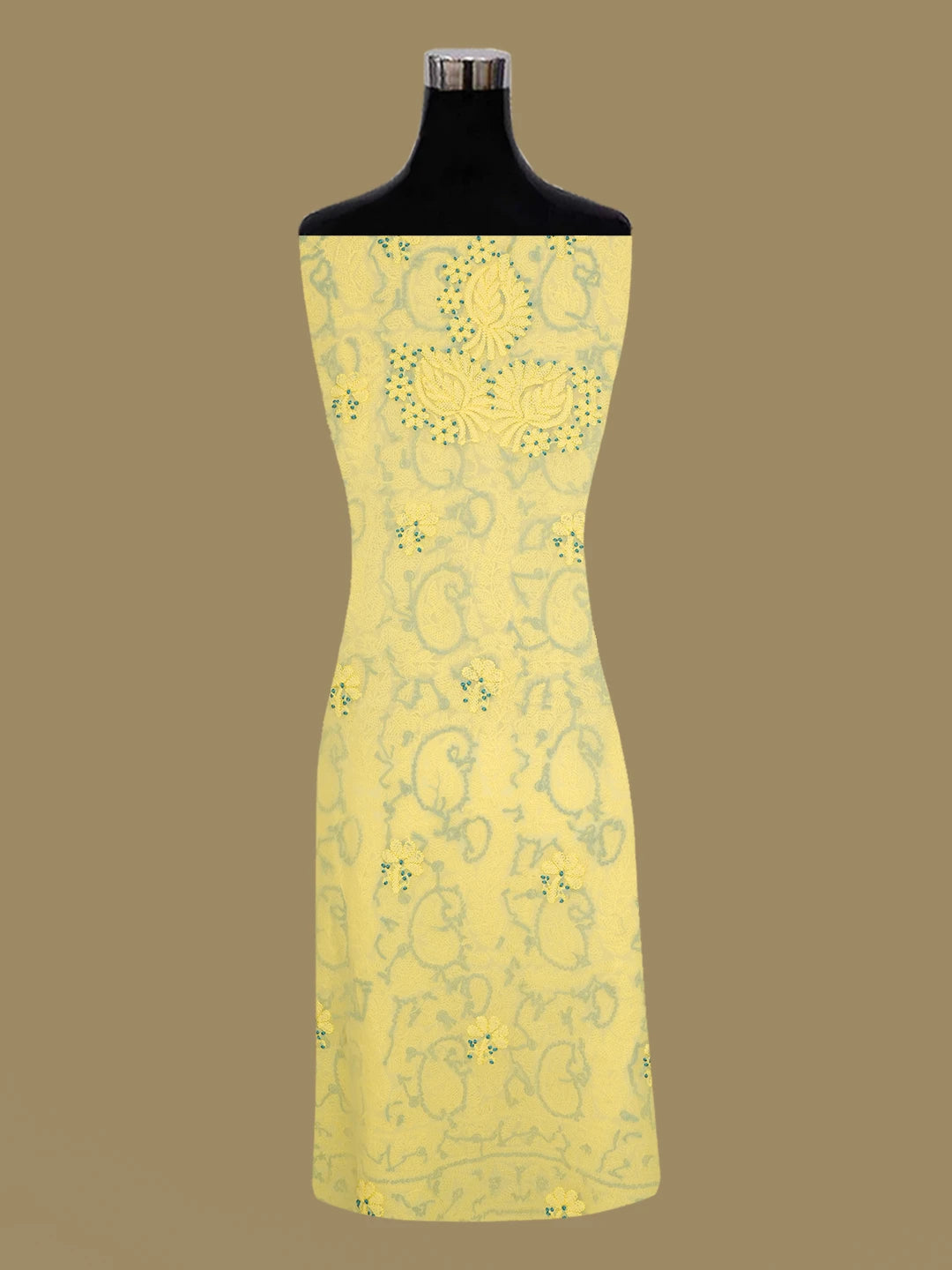 Ada Hand Embroidered Lemon Georgette Lucknowi Chikankari Unstitched Suit Piece 01A643987