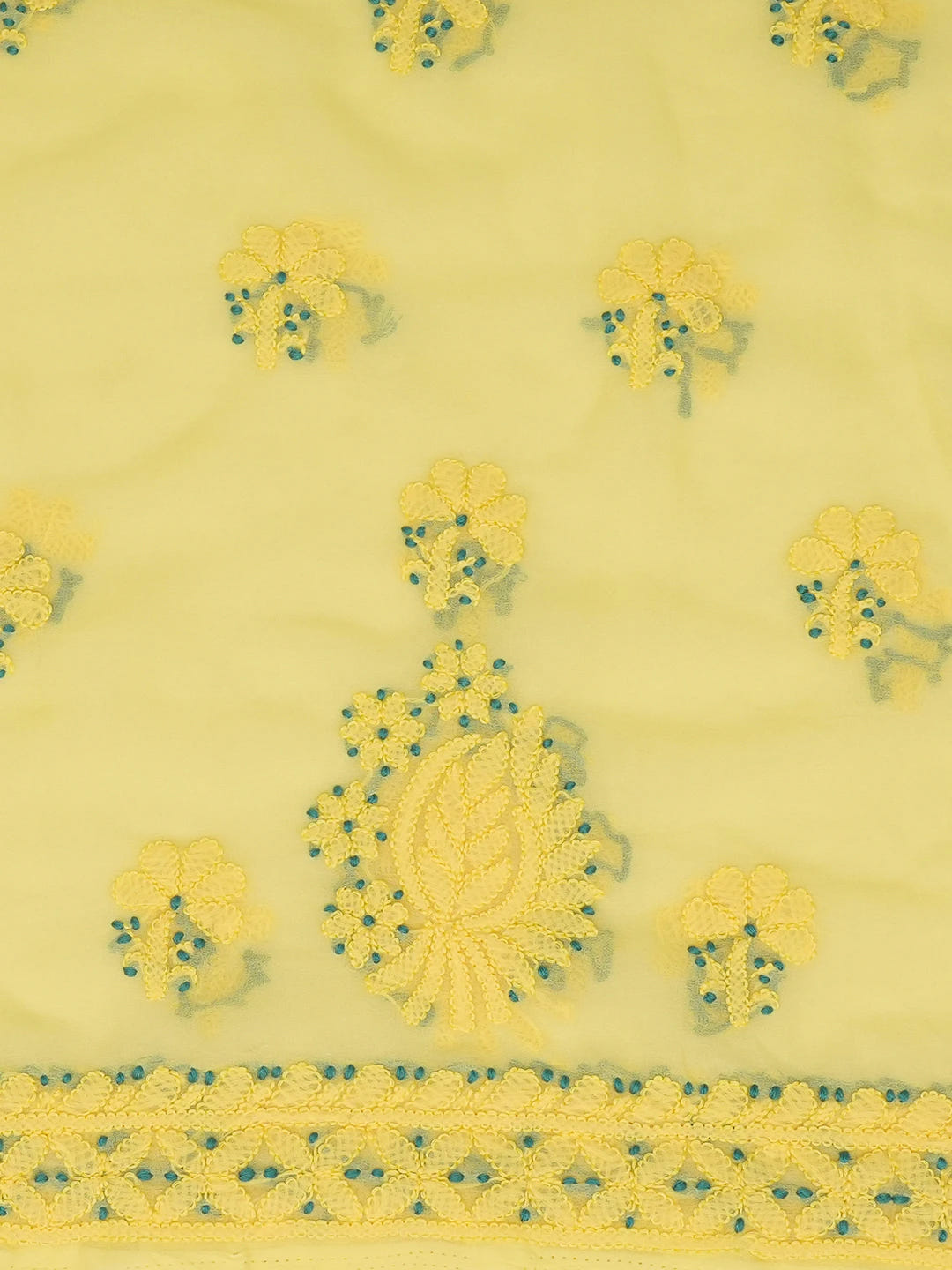 Ada Hand Embroidered Lemon Georgette Lucknowi Chikankari Unstitched Suit Piece 01A643987