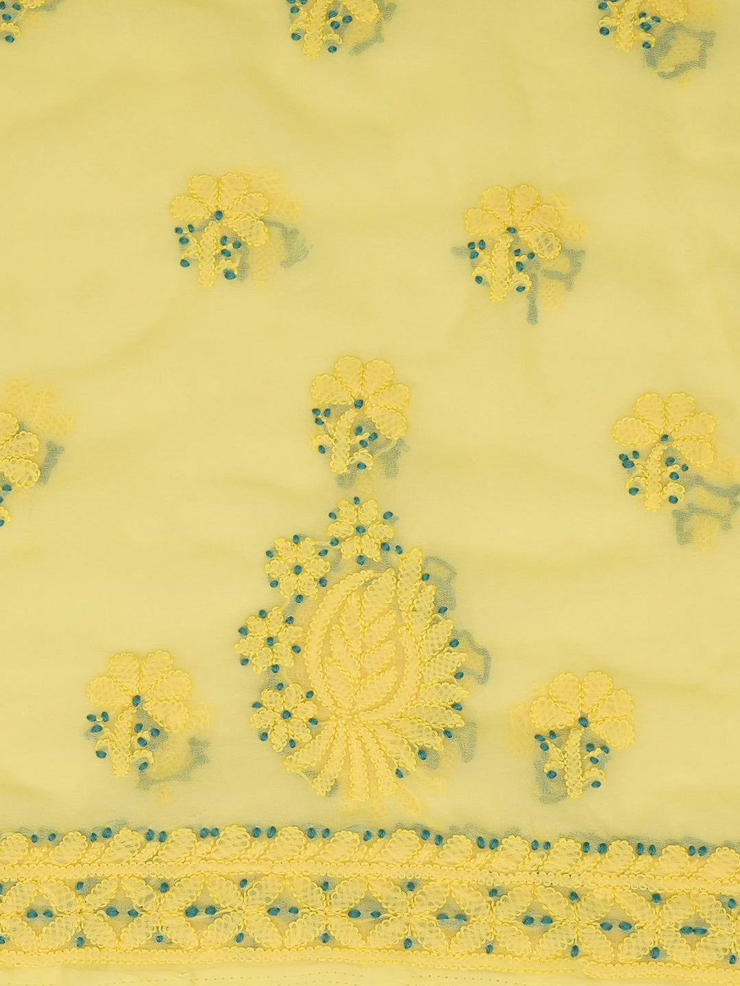 Ada Hand Embroidered Lemon Georgette Lucknowi Chikankari Unstitched Suit Piece 01A643987