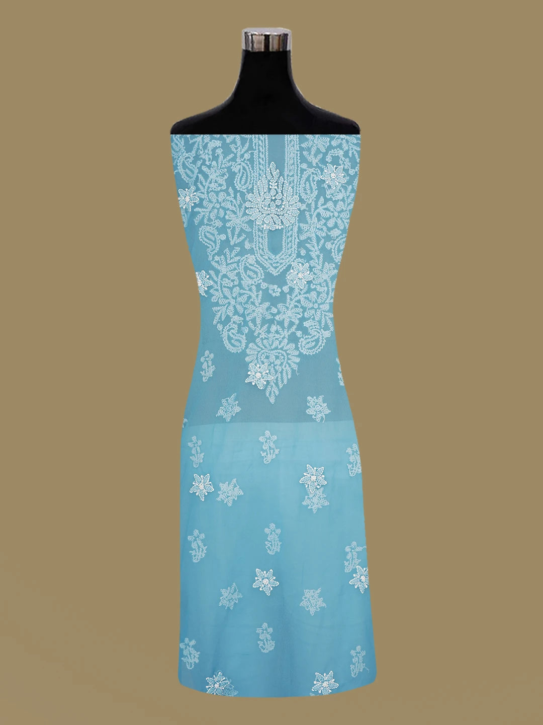 Ada Hand Embroidered Blue Georgette Lucknowi Chikankari Unstitched Suit Piece 01A643922