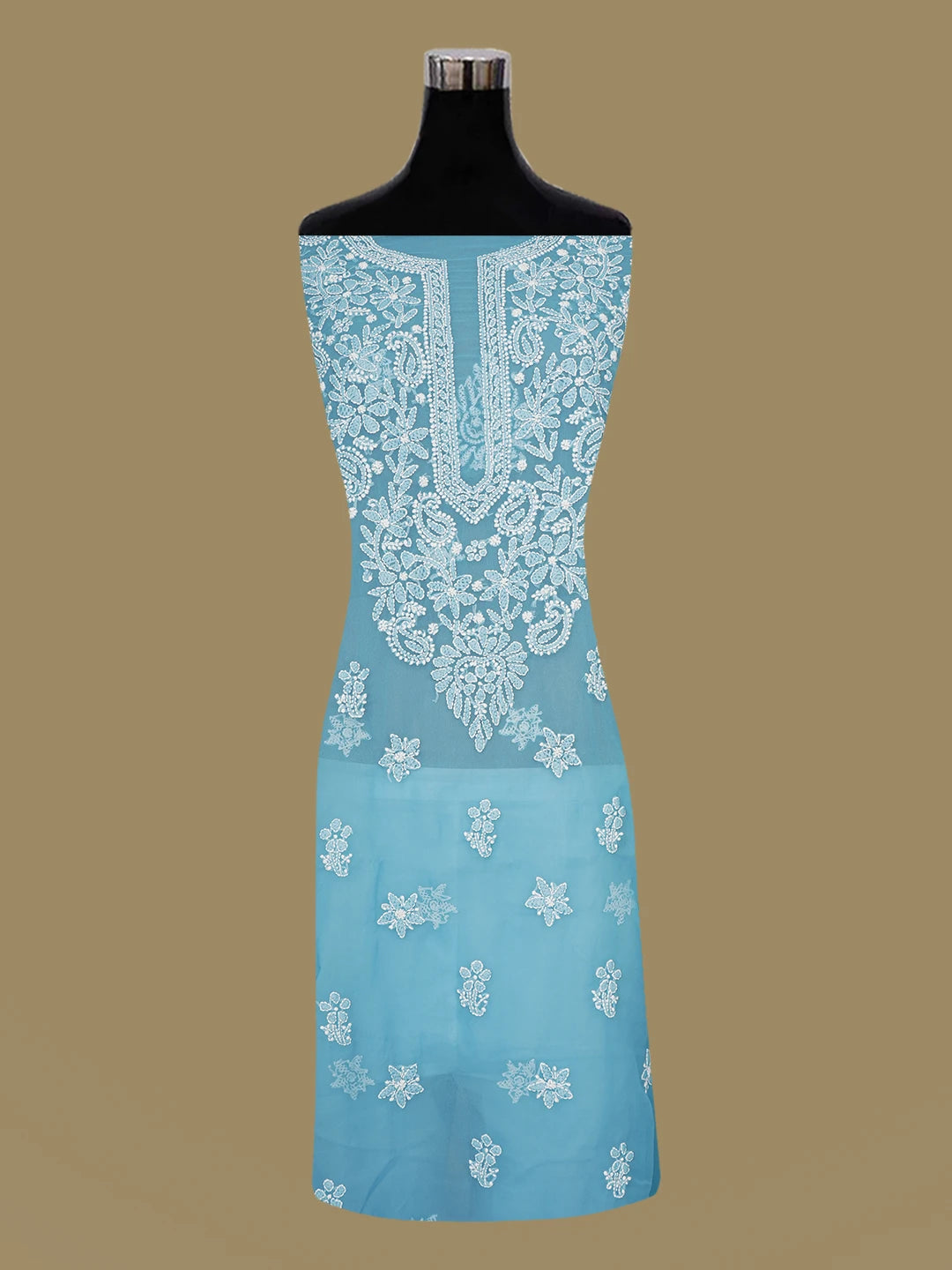 Ada Hand Embroidered Blue Georgette Lucknowi Chikankari Unstitched Suit Piece 01A643922