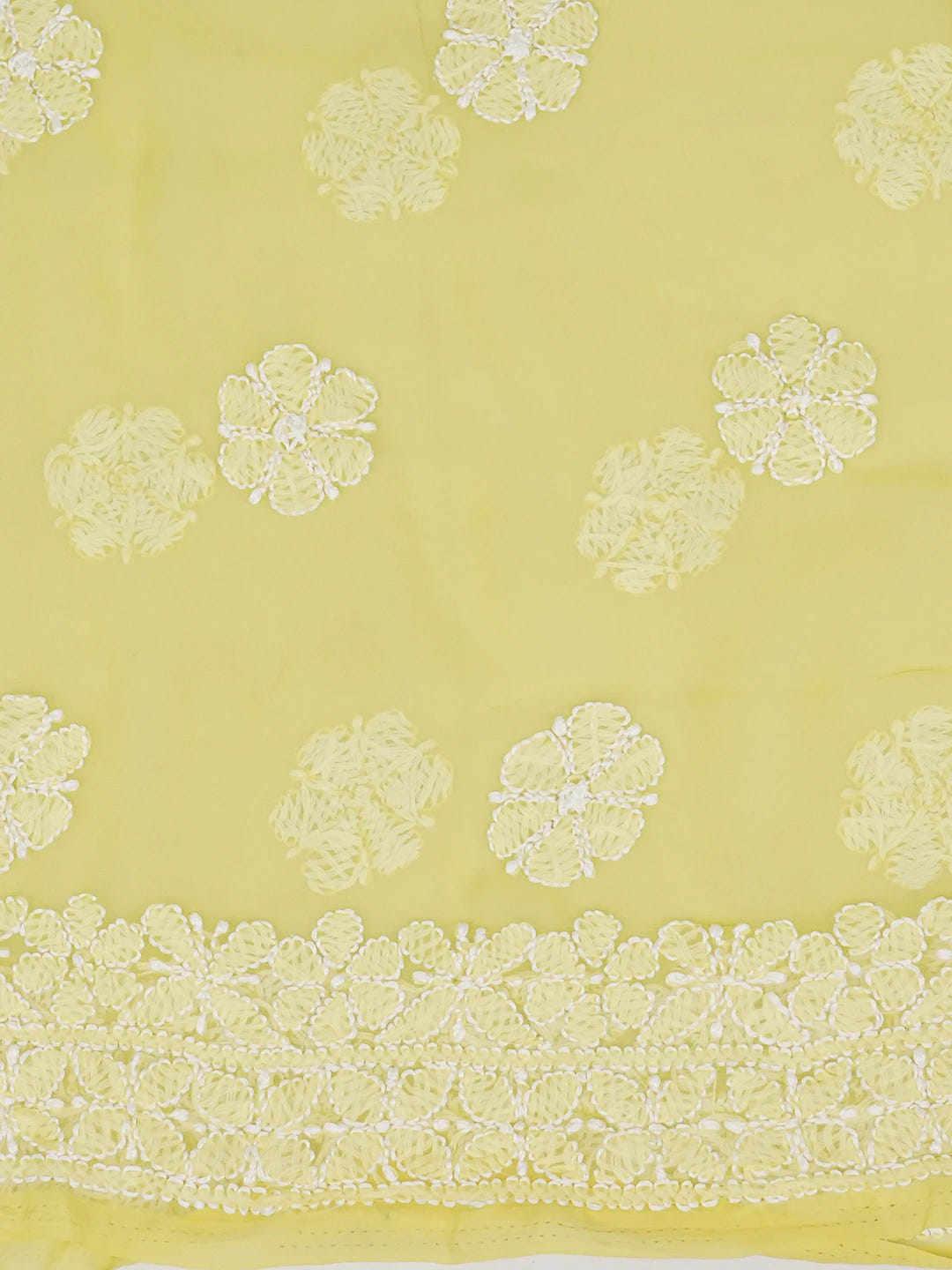 Ada Hand Embroidered Yellow Georgette Lucknowi Chikankari Unstitched Suit Piece 01A643864
