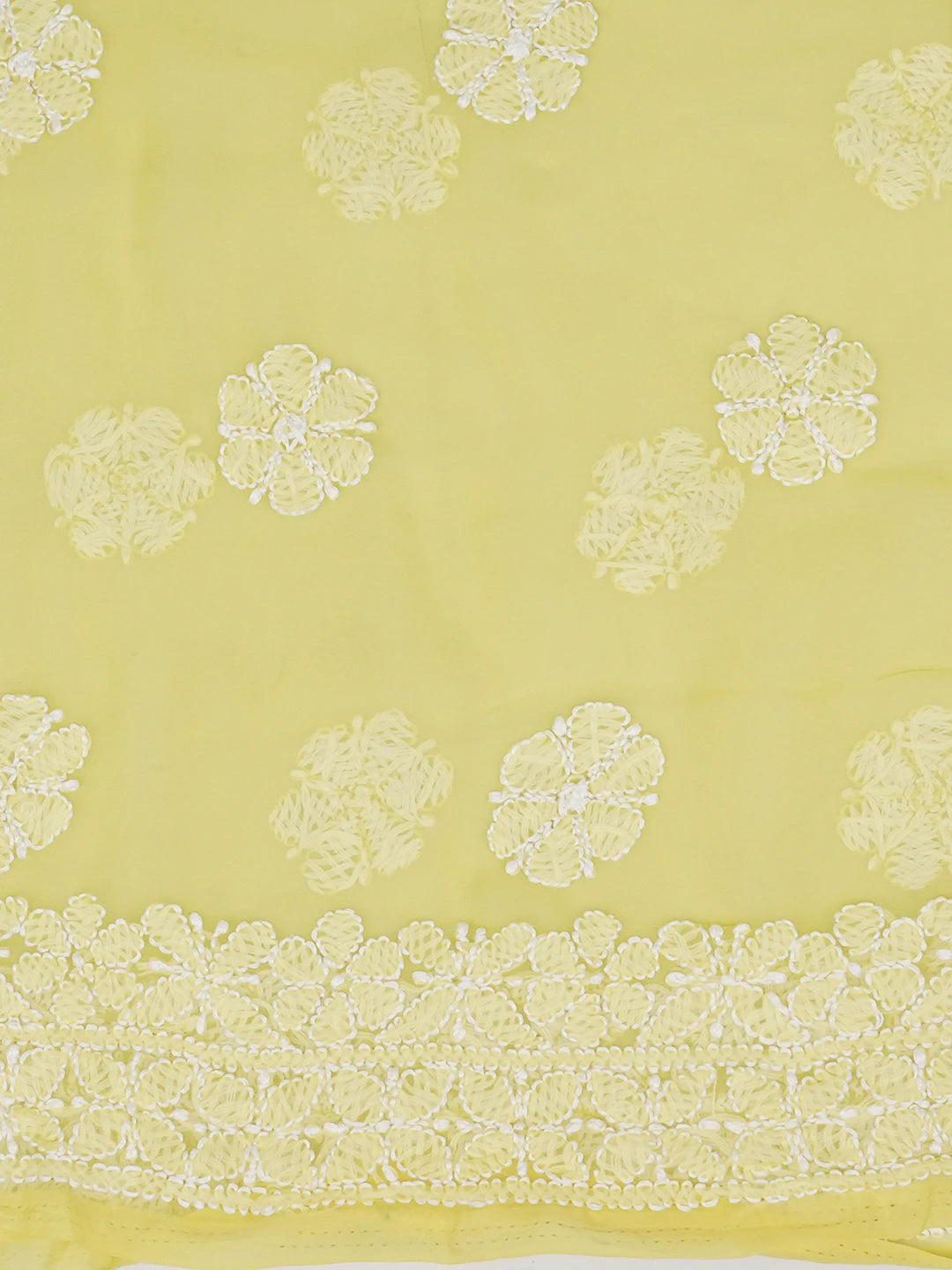 Ada Hand Embroidered Yellow Georgette Lucknowi Chikankari Unstitched Suit Piece 01A643864