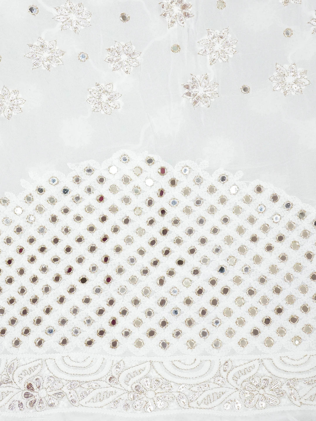 Ada Hand Embroidered White Viscose Georgette Lucknowi Chikankari Lehenga Set With Pearl Work 01A584970