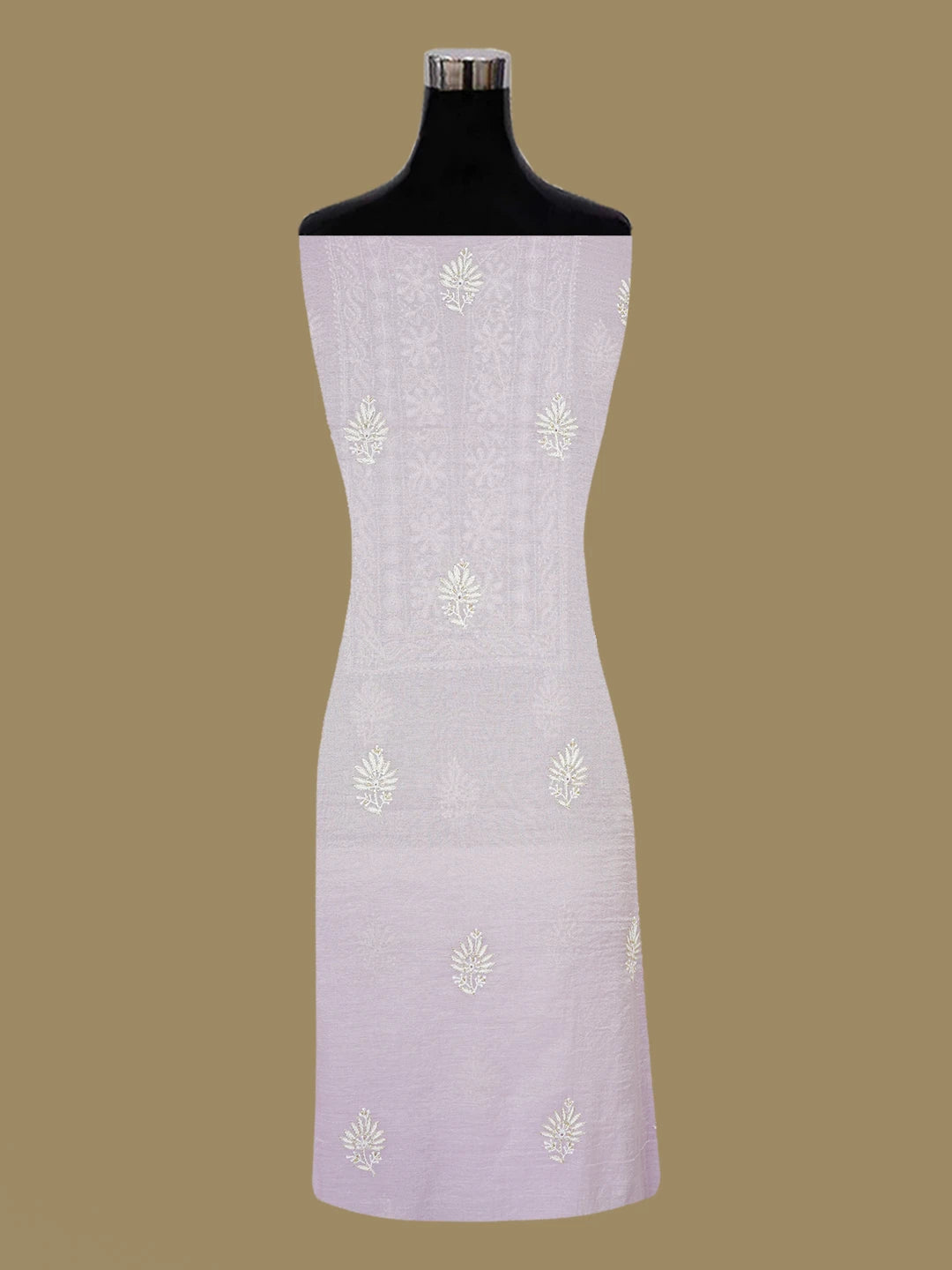 Ada Hand Embroidered Lavender Tissue Lucknowi Chikankari Unstitched Kurta Dupatta Set With Cutdana Work 01A614847