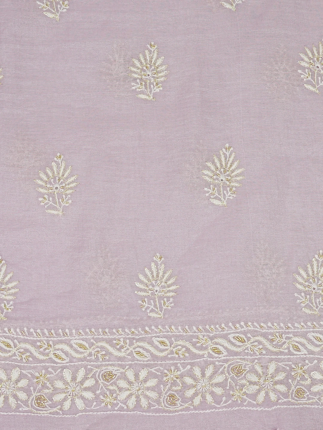 Ada Hand Embroidered Lavender Tissue Lucknowi Chikankari Unstitched Kurta Dupatta Set With Cutdana Work 01A614847