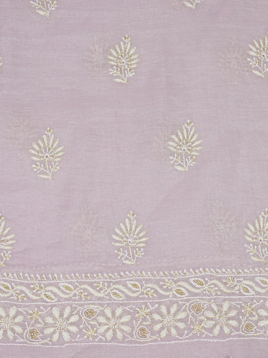 Ada Hand Embroidered Lavender Tissue Lucknowi Chikankari Unstitched Kurta Dupatta Set With Cutdana Work 01A614847