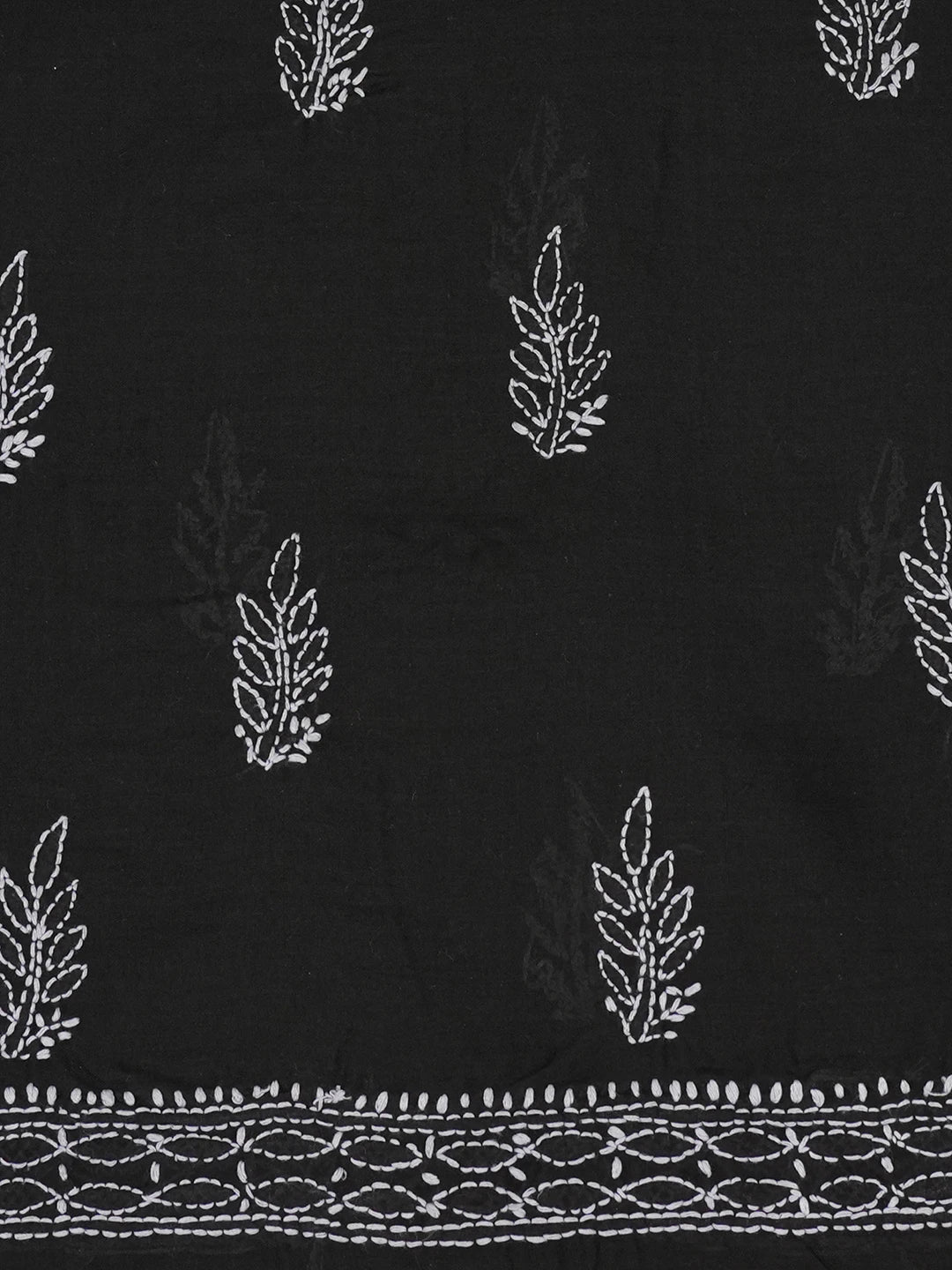Ada Hand Embroidered Black Cotton Lucknowi Chikankari Unstitched Suit Piece 01A657341