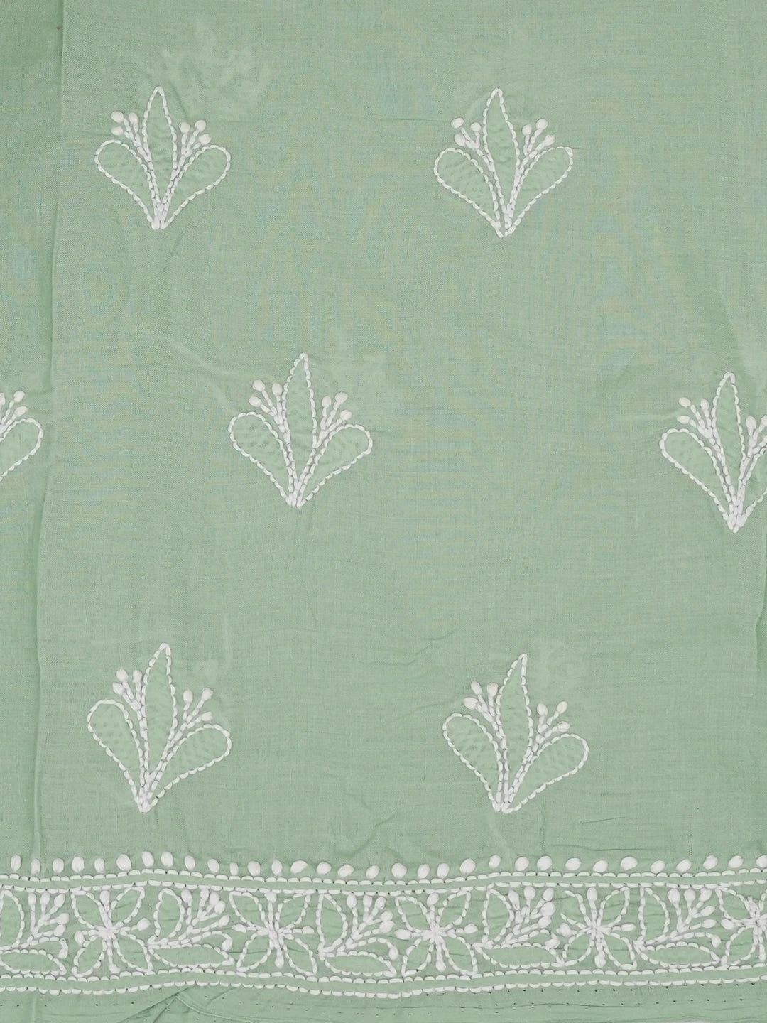 Ada Hand Embroidered Pistachio Green Cotton Lucknowi Chikankari Unstitched Suit Piece 01A657356