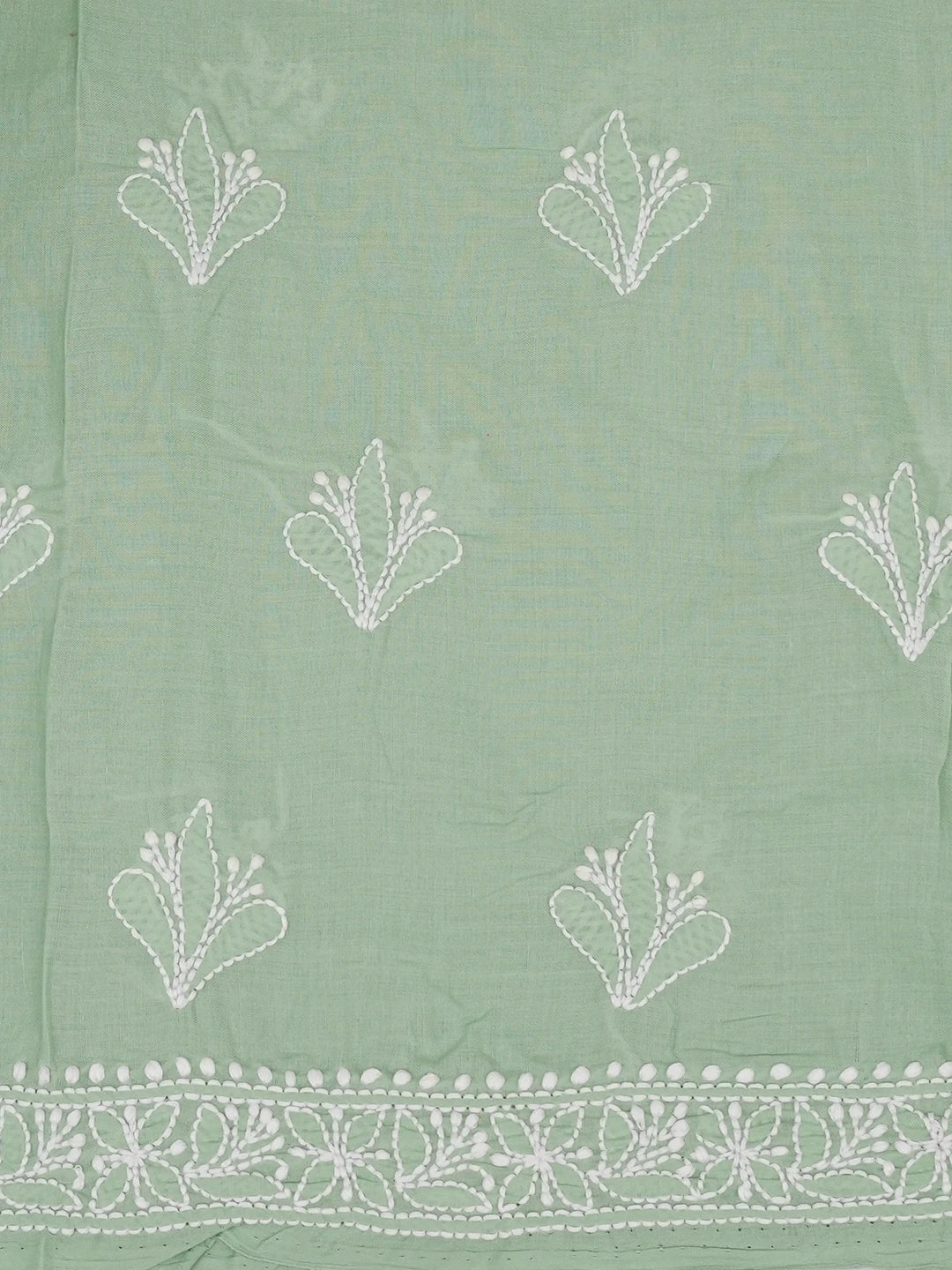 Ada Hand Embroidered Pistachio Green Cotton Lucknowi Chikankari Unstitched Suit Piece 01A657356