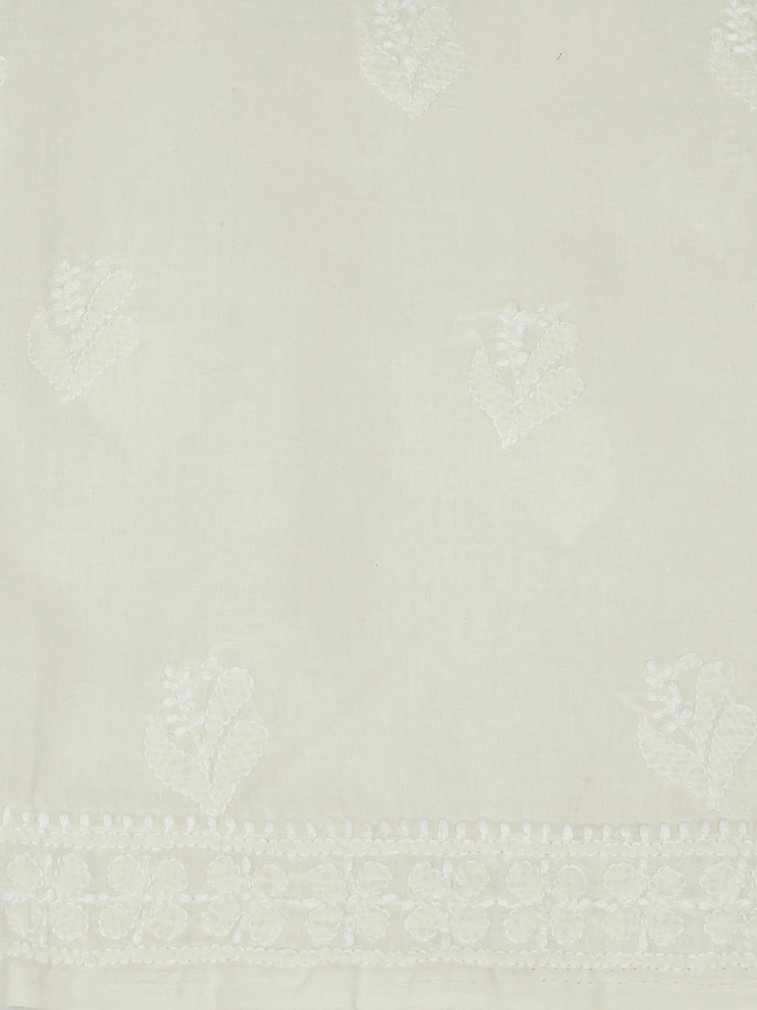 Ada Hand Embroidered Cream Cotton Lucknowi Chikankari Unstitched Suit Piece 01A657348