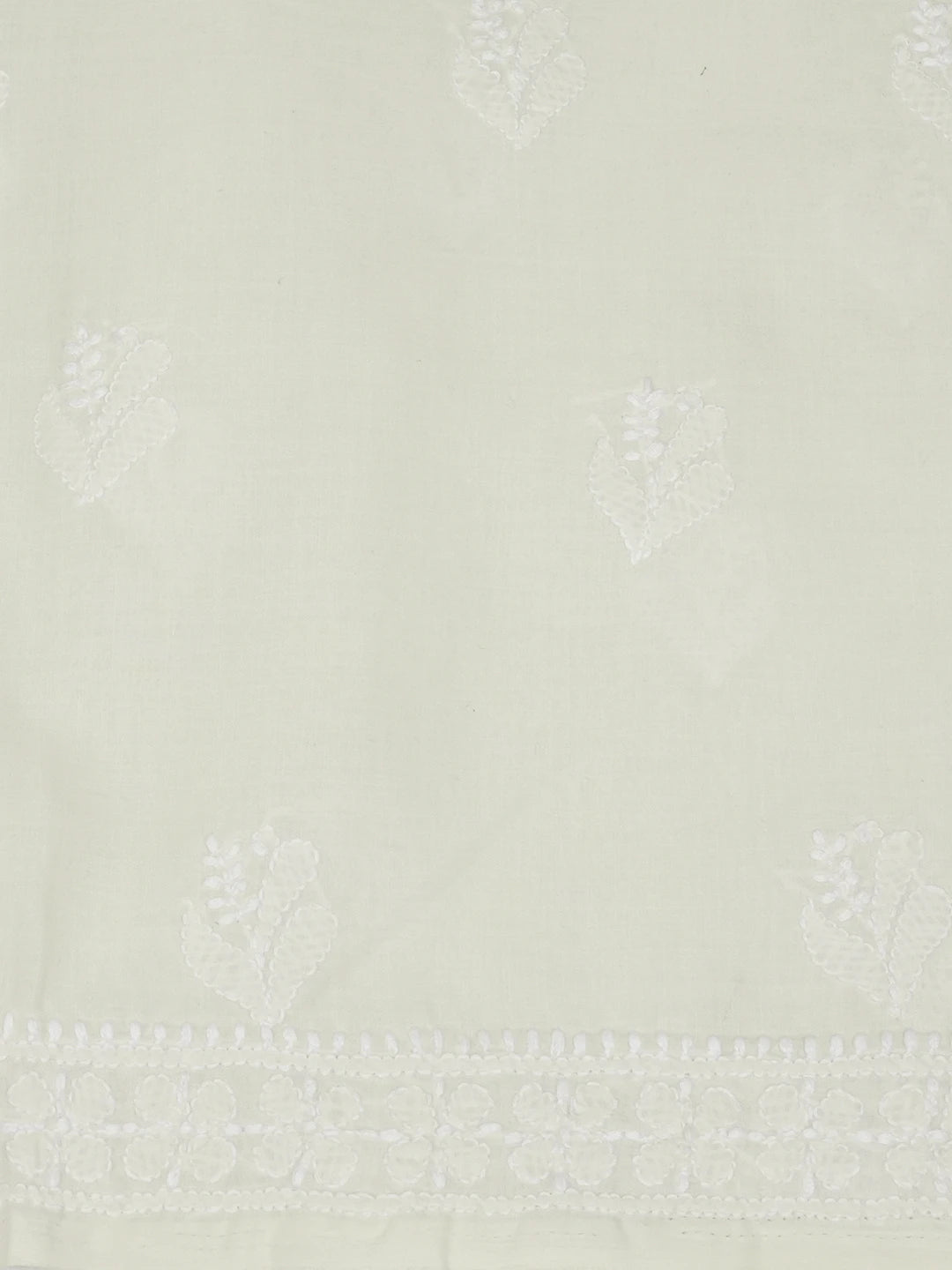 Ada Hand Embroidered Cream Cotton Lucknowi Chikankari Unstitched Suit Piece 01A657348