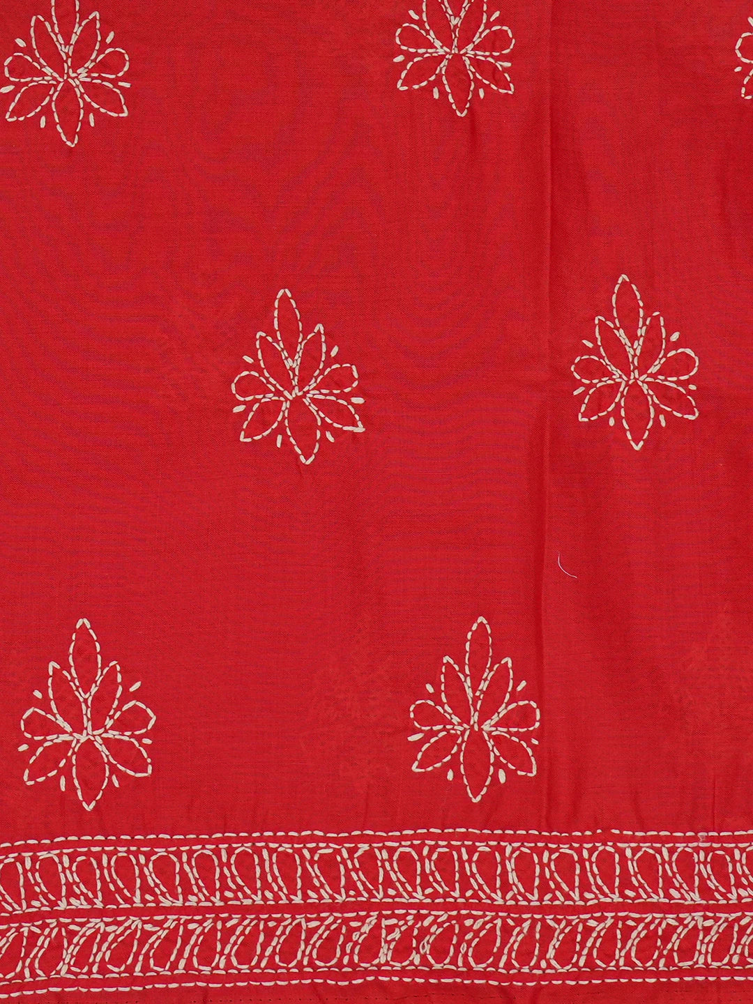 Ada Hand Embroidered Red Cotton Lucknowi Chikankari Unstitched Suit Piece 01A657313
