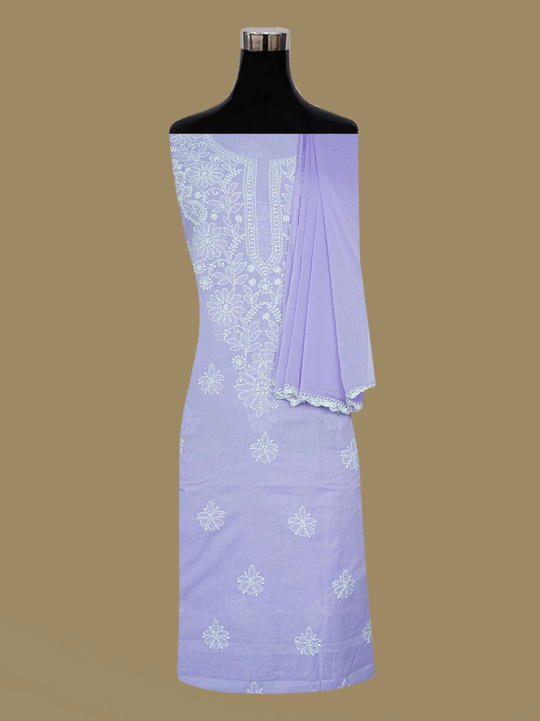 Ada Hand Embroidered Mauve Cotton Lucknowi Chikankari Unstitched Suit Piece 01A657305