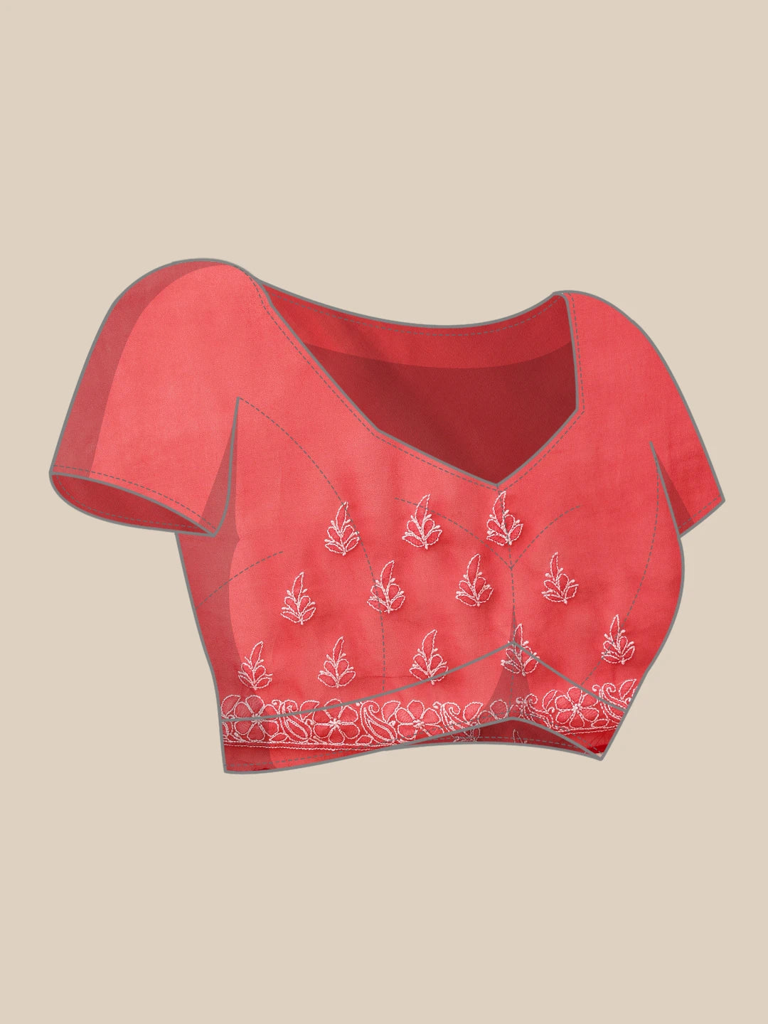 Ada Hand Embroidered Red Georgette Lucknowi Chikankari Saree With Blouse A311237
