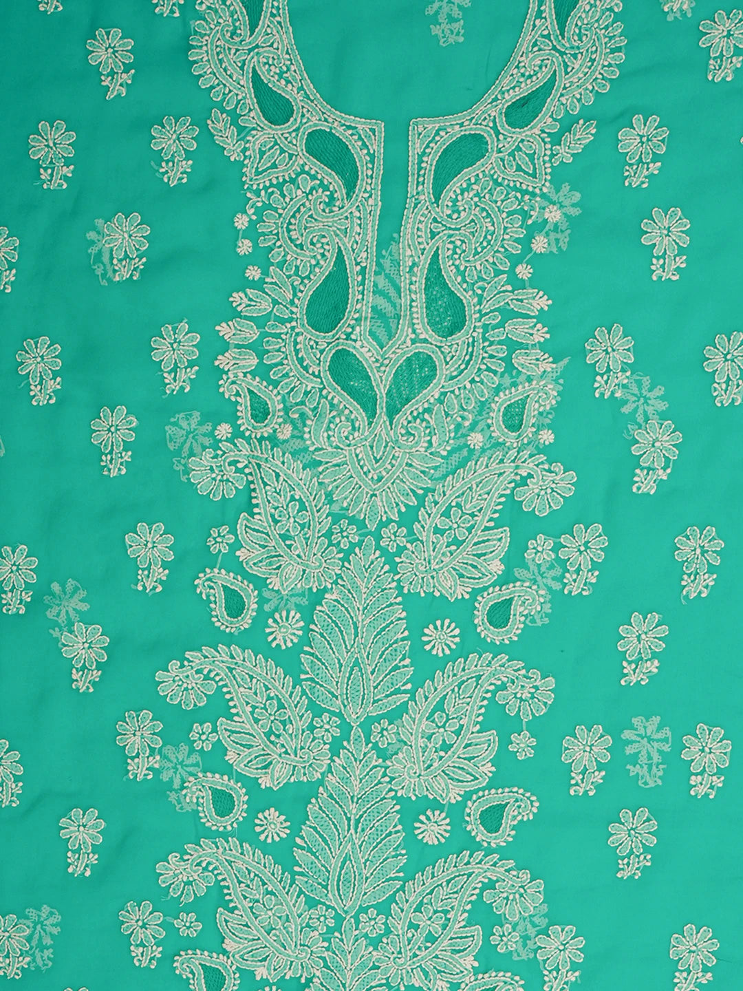 Ada Hand Embroidered Rama Green Georgette Lucknowi Chikankari Unstitched Suit Piece A211360