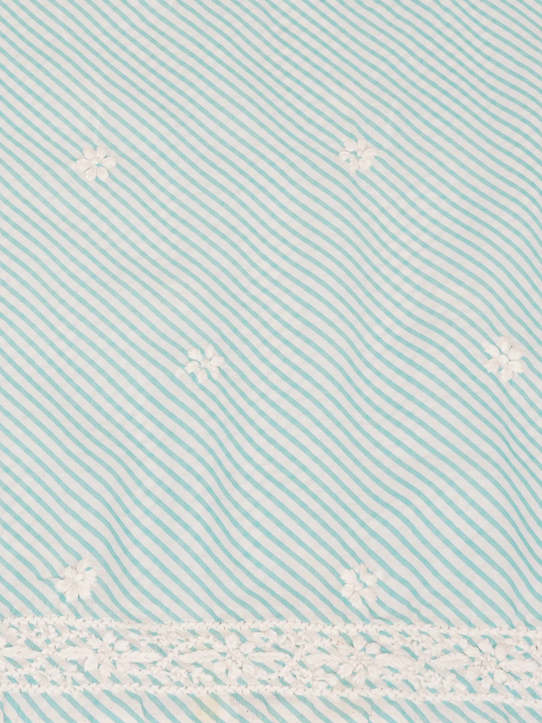 Ada Hand Embroidered Sky Blue and White Lehariya Print Cotton Lucknowi Chikankari Unstitched Kurta Piece 01A658500