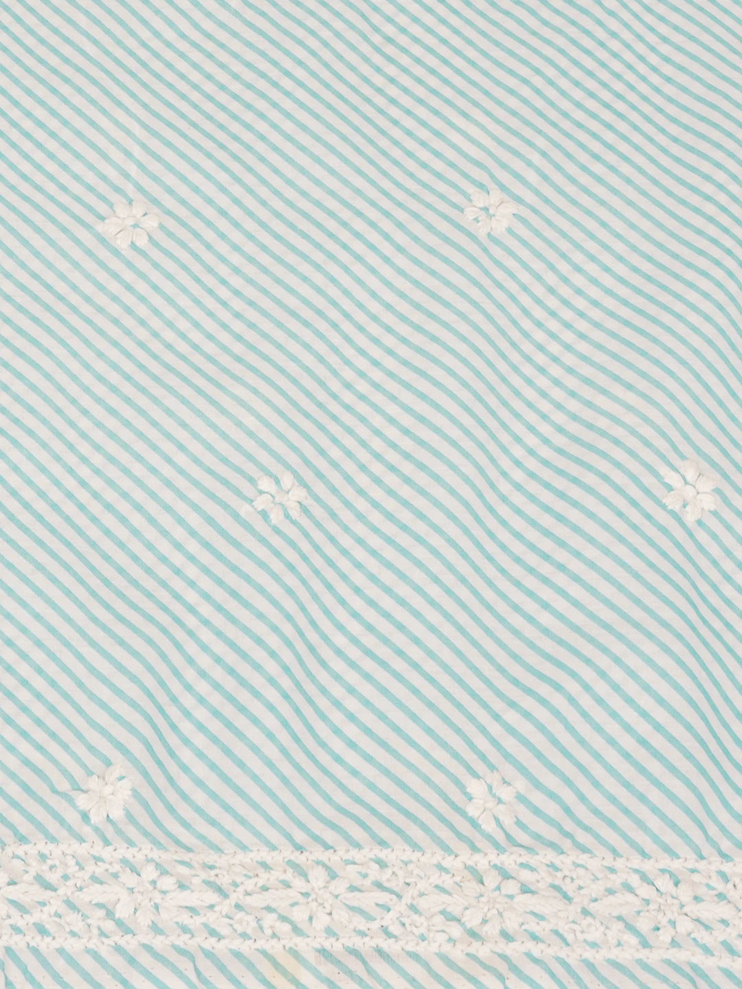 Ada Hand Embroidered Sky Blue and White Lehariya Print Cotton Lucknowi Chikankari Unstitched Kurta Piece 01A658500