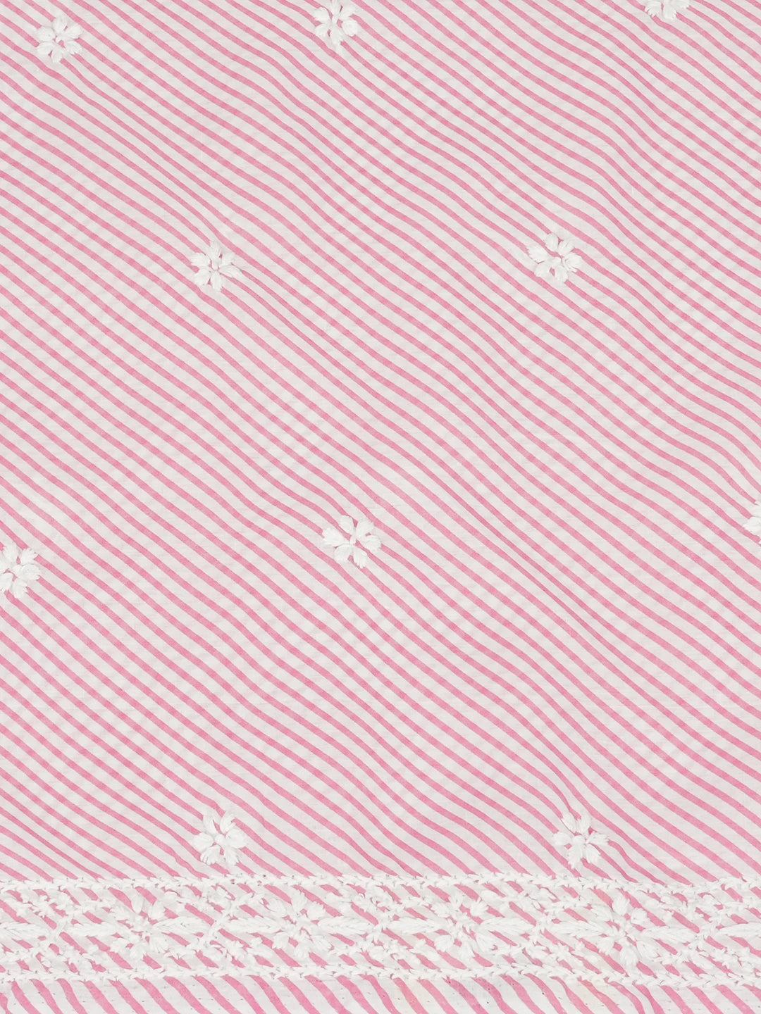 Ada Hand Embroidered Pink and White Lehariya Print Cotton Lucknowi Chikankari Unstitched Kurta Piece 01A658504