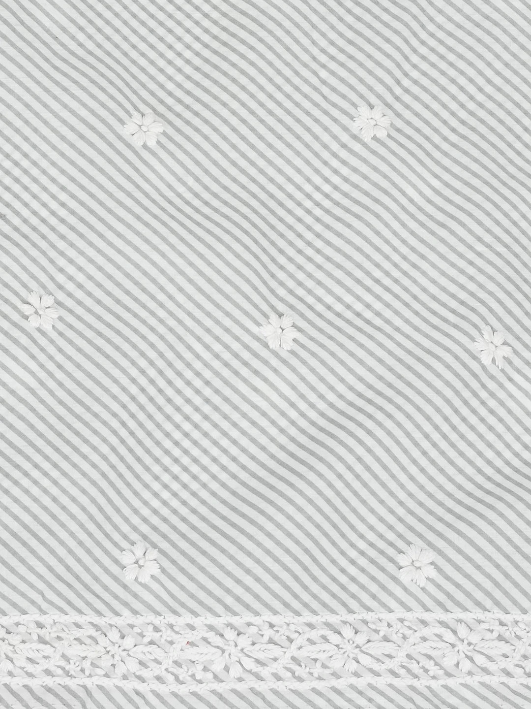 Ada Hand Embroidered Grey and White Lehariya Print Cotton Lucknowi Chikankari Unstitched Kurta Piece 01A658415