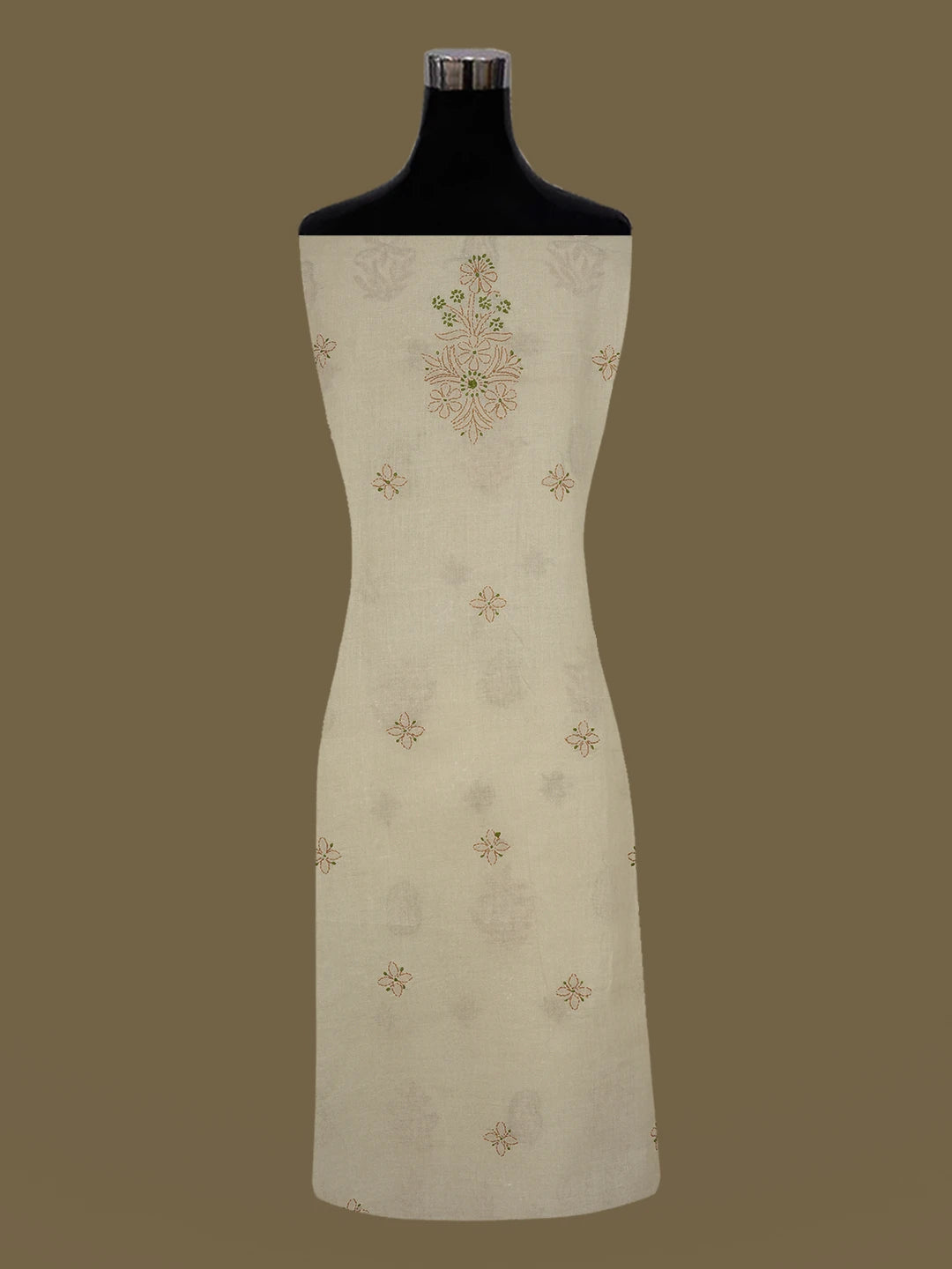 Ada Hand Embroidere Fawn Cotton Lucknowi Chikankari Unstitched Suit Piece d 01A644939