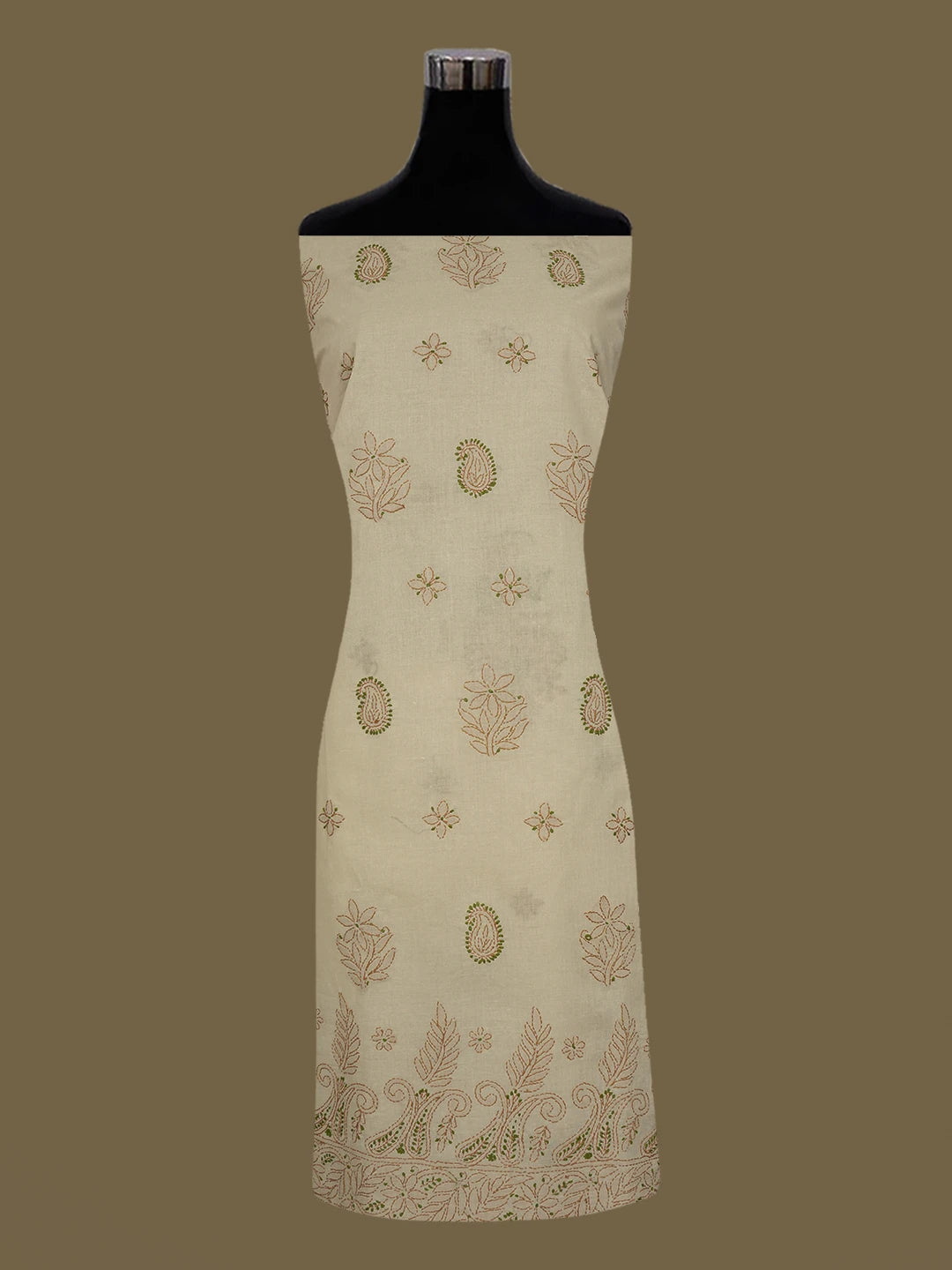 Ada Hand Embroidere Fawn Cotton Lucknowi Chikankari Unstitched Suit Piece d 01A644939