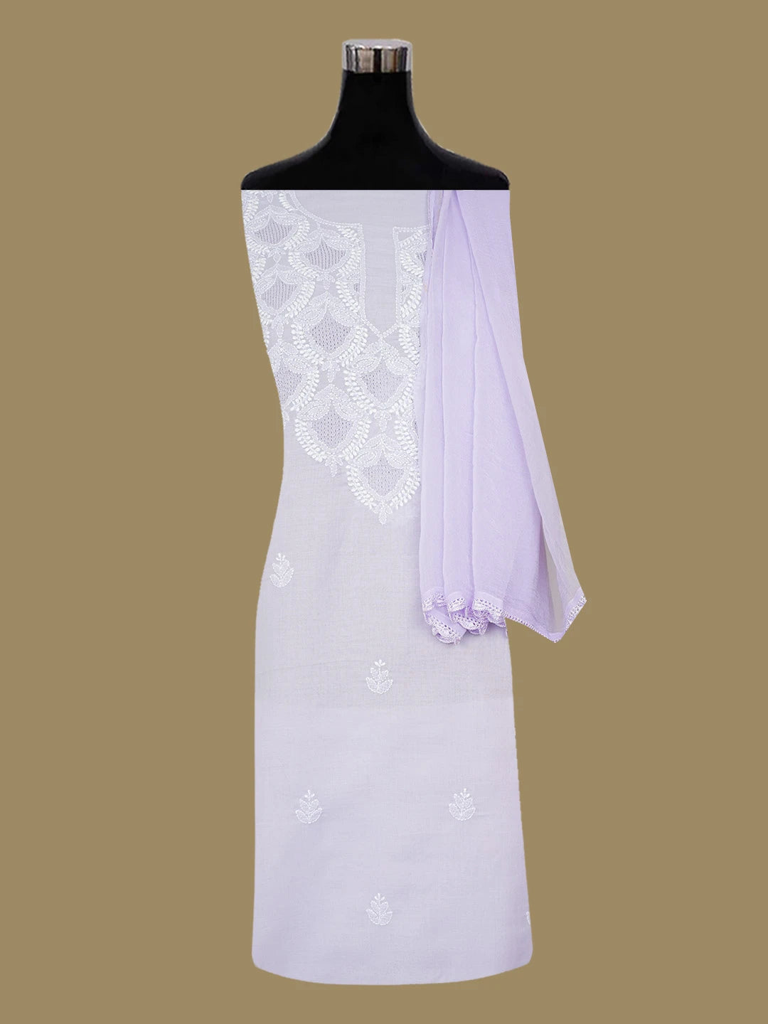 Ada Hand Embroidered Mauve Cotton Lucknowi Chikankari Unstitched Suit Piece 01A661816