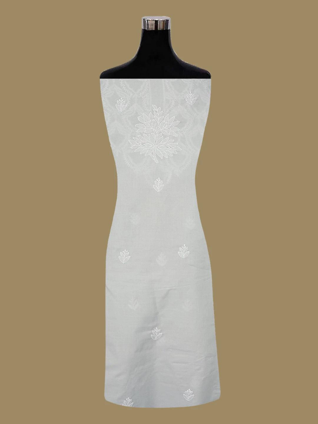 Ada Hand Embroidered Grey Cotton Lucknowi Chikankari Unstitched Suit Piece 01A661838