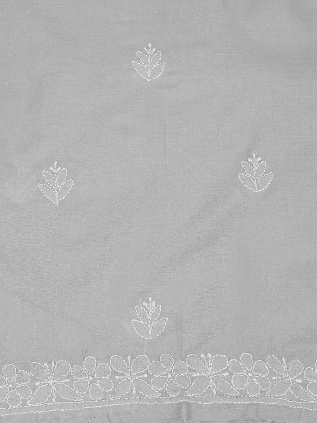 Ada Hand Embroidered Grey Cotton Lucknowi Chikankari Unstitched Suit Piece 01A661838