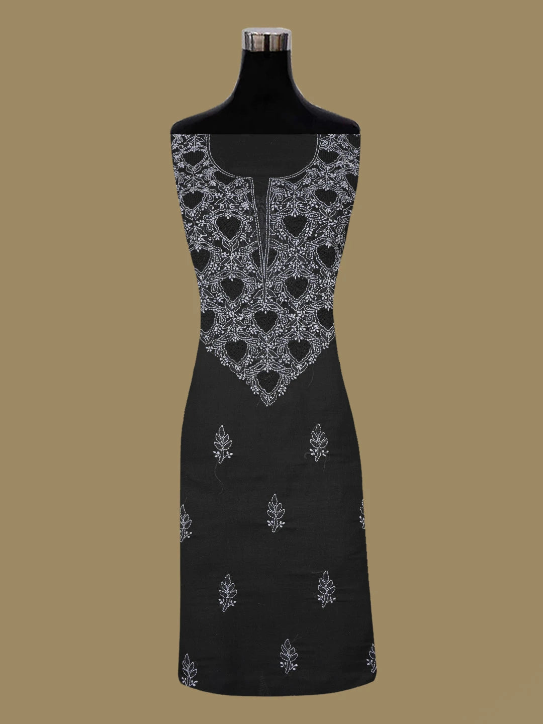 Ada Hand Embroidered Black Cotton Lucknowi Chikankari Unstitched Suit Piece 01A661800