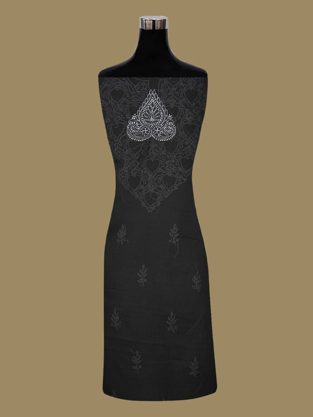 Ada Hand Embroidered Black Cotton Lucknowi Chikankari Unstitched Suit Piece 01A661800