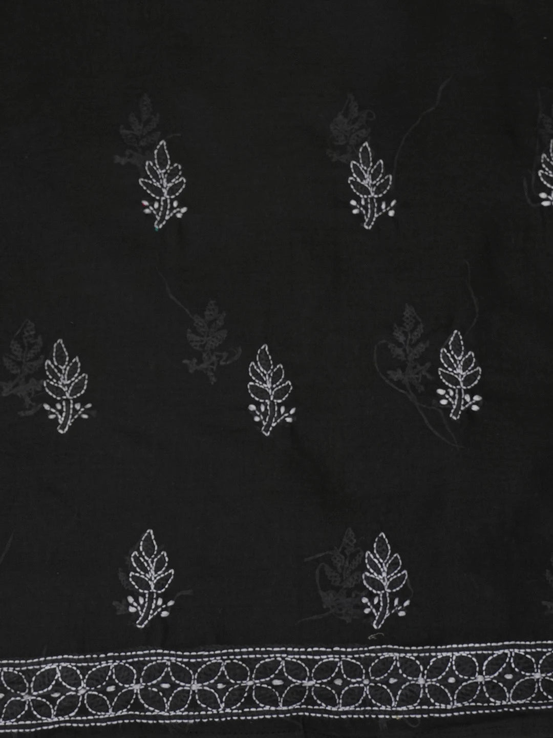 Ada Hand Embroidered Black Cotton Lucknowi Chikankari Unstitched Suit Piece 01A661800