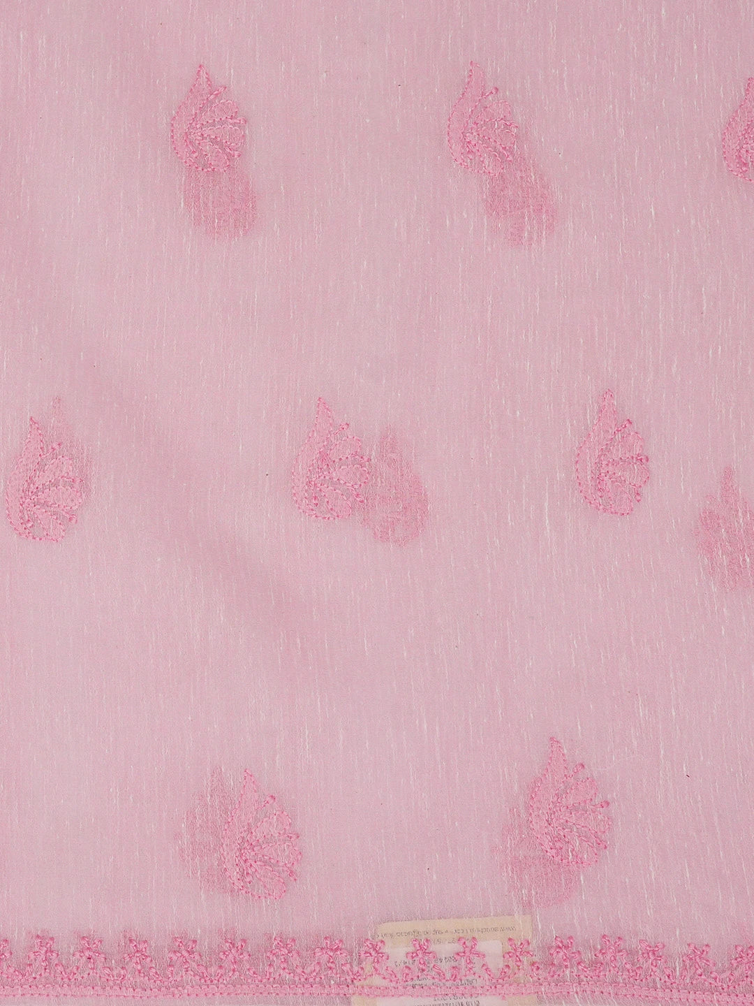 Ada Hand Embroidered Pink Chanderi Lucknowi Chikankari Unstitched Kurta Dupatta Set 01A661321