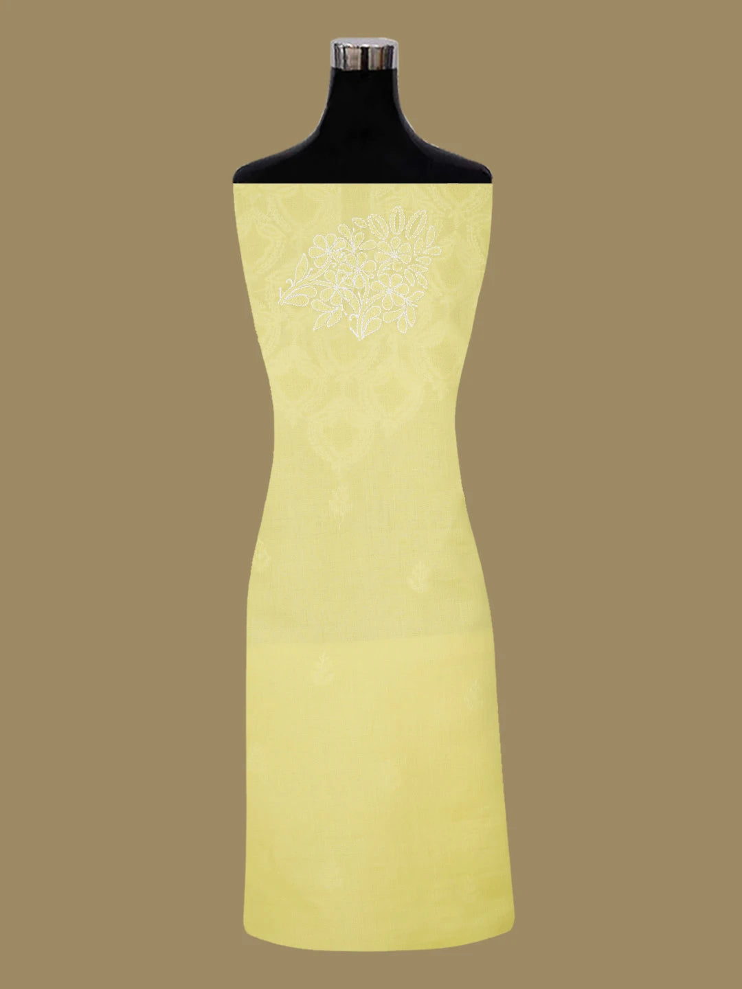 Ada Hand Embroidered Yellow Cotton Lucknowi Chikankari Unstitched Suit Piece 01A661832