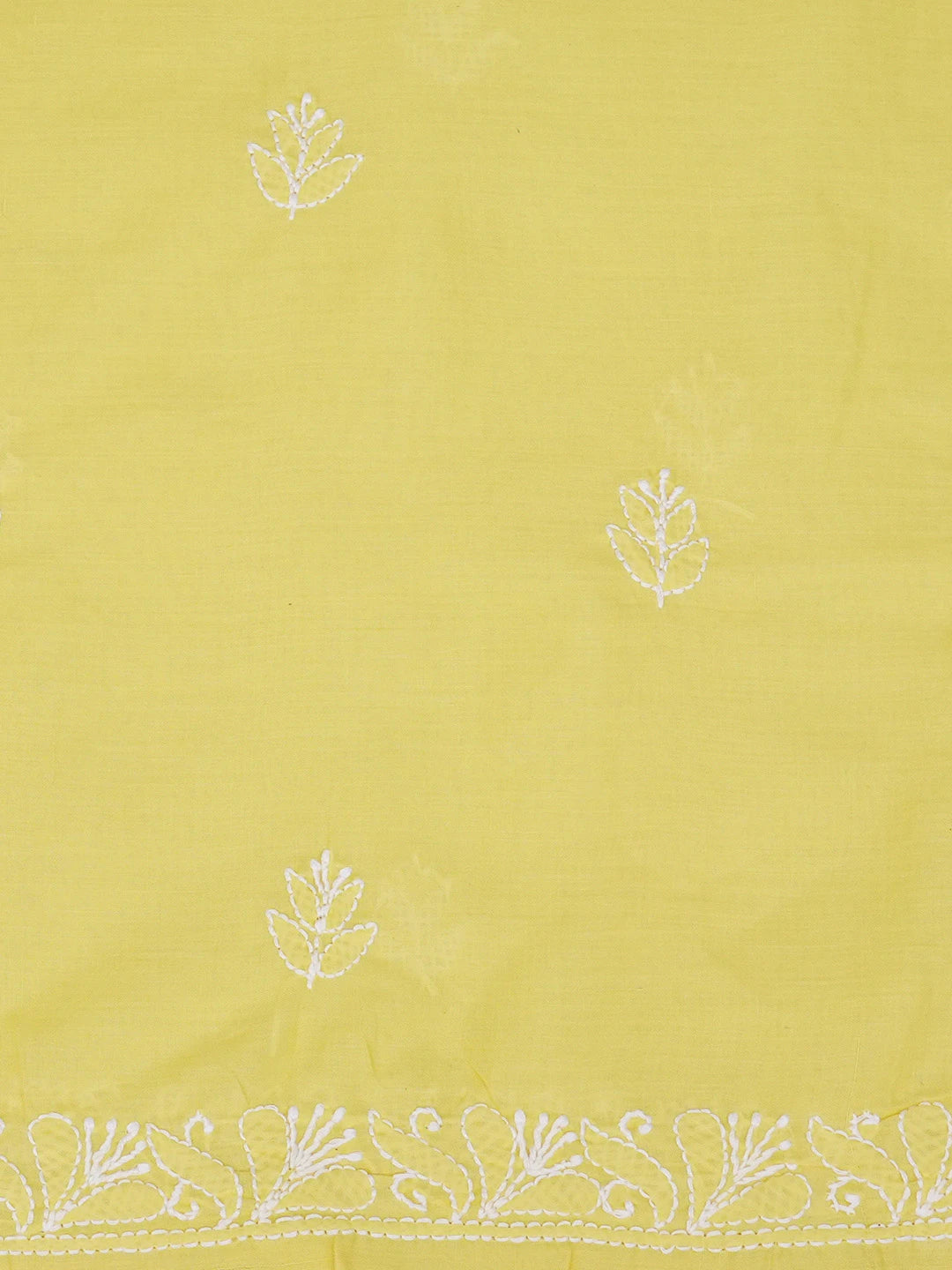 Ada Hand Embroidered Yellow Cotton Lucknowi Chikankari Unstitched Suit Piece 01A661832