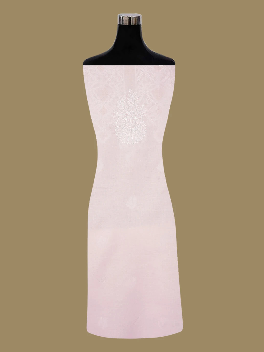 Ada Hand Embroidered Light Pink Chanderi Lucknowi Chikankari Unstitched Kurta Dupatta Set 01A661824