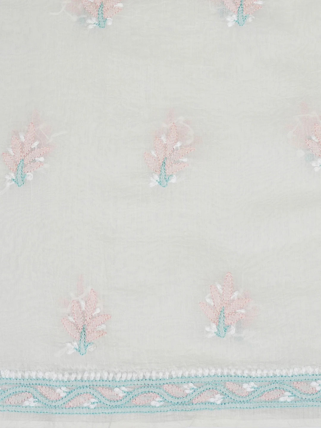 Ada Hand Embroidered Off White Chanderi Lucknowi Chikankari Unstitched Kurta Dupatta Set 01A661333