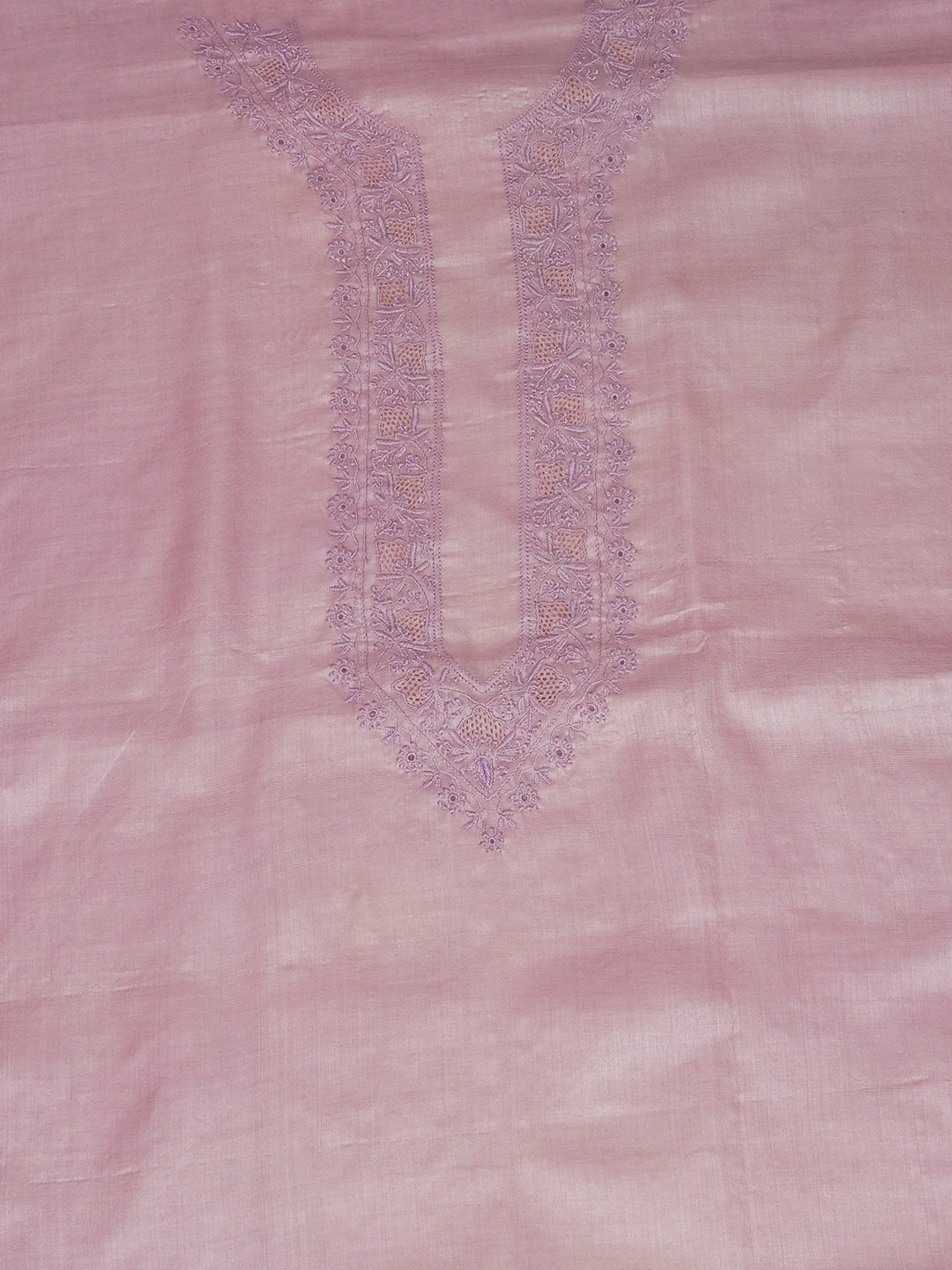 Ada Hand Embroidered Opera Mauve Silk Lucknowi Chikankari Men's Kurta Piece 01A658750