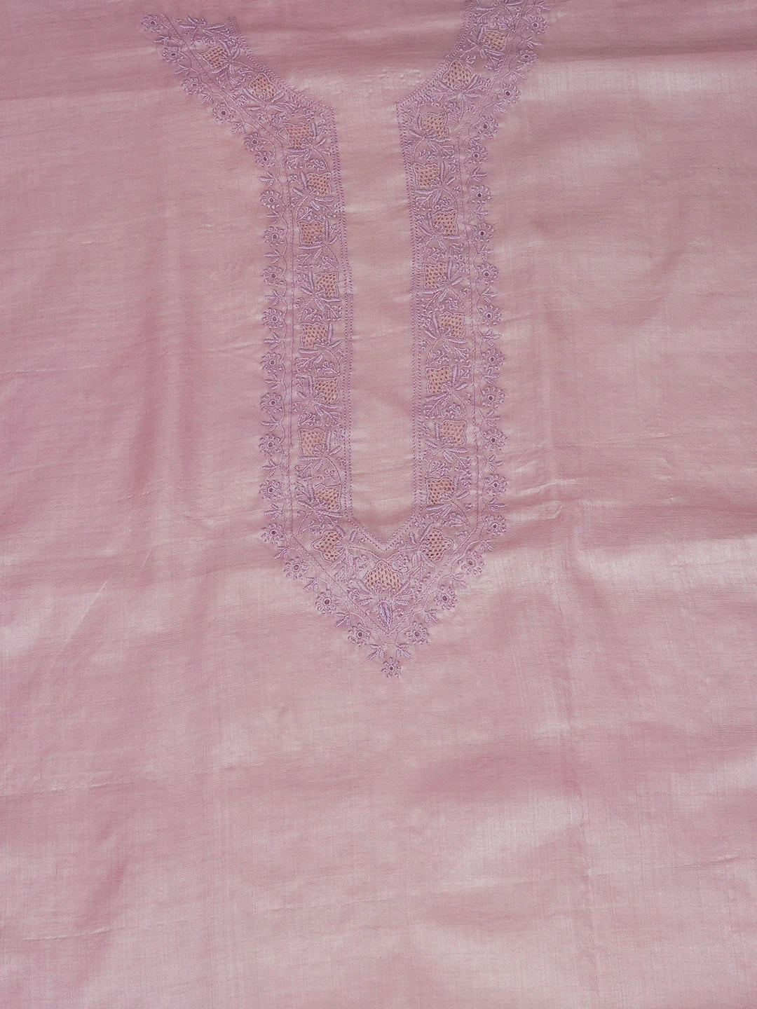 Ada Hand Embroidered Opera Mauve Silk Lucknowi Chikankari Men's Kurta Piece 01A658750