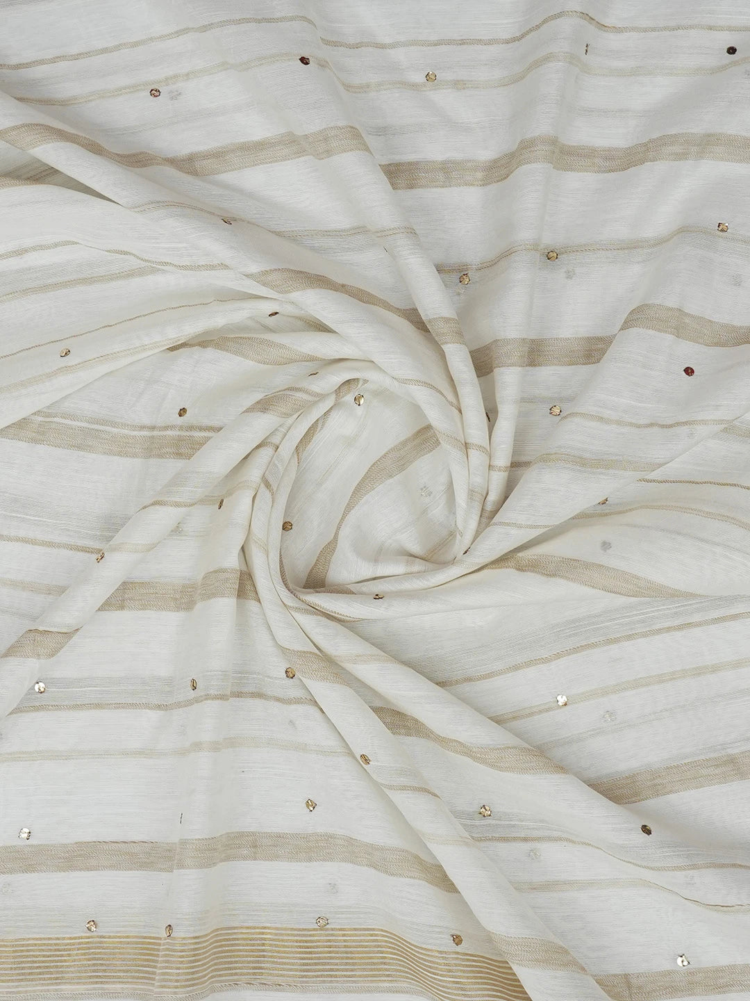 Ada Hand Embroidered White Chanderi Lucknowi Chikankari Dupatta With Muqaish & Zari Work 01A383496