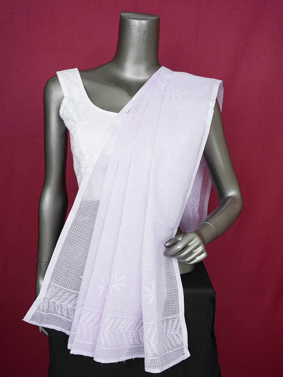 Ada Hand Embroidered Mauve Kota Lucknowi Chikankari Dupatta 01A647385