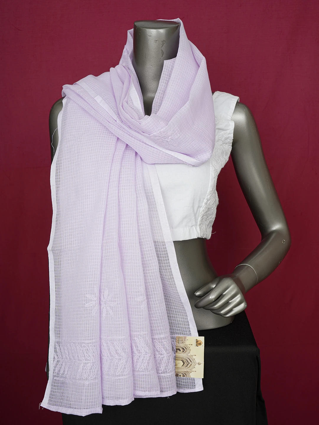 Ada Hand Embroidered Mauve Kota Lucknowi Chikankari Dupatta 01A647385