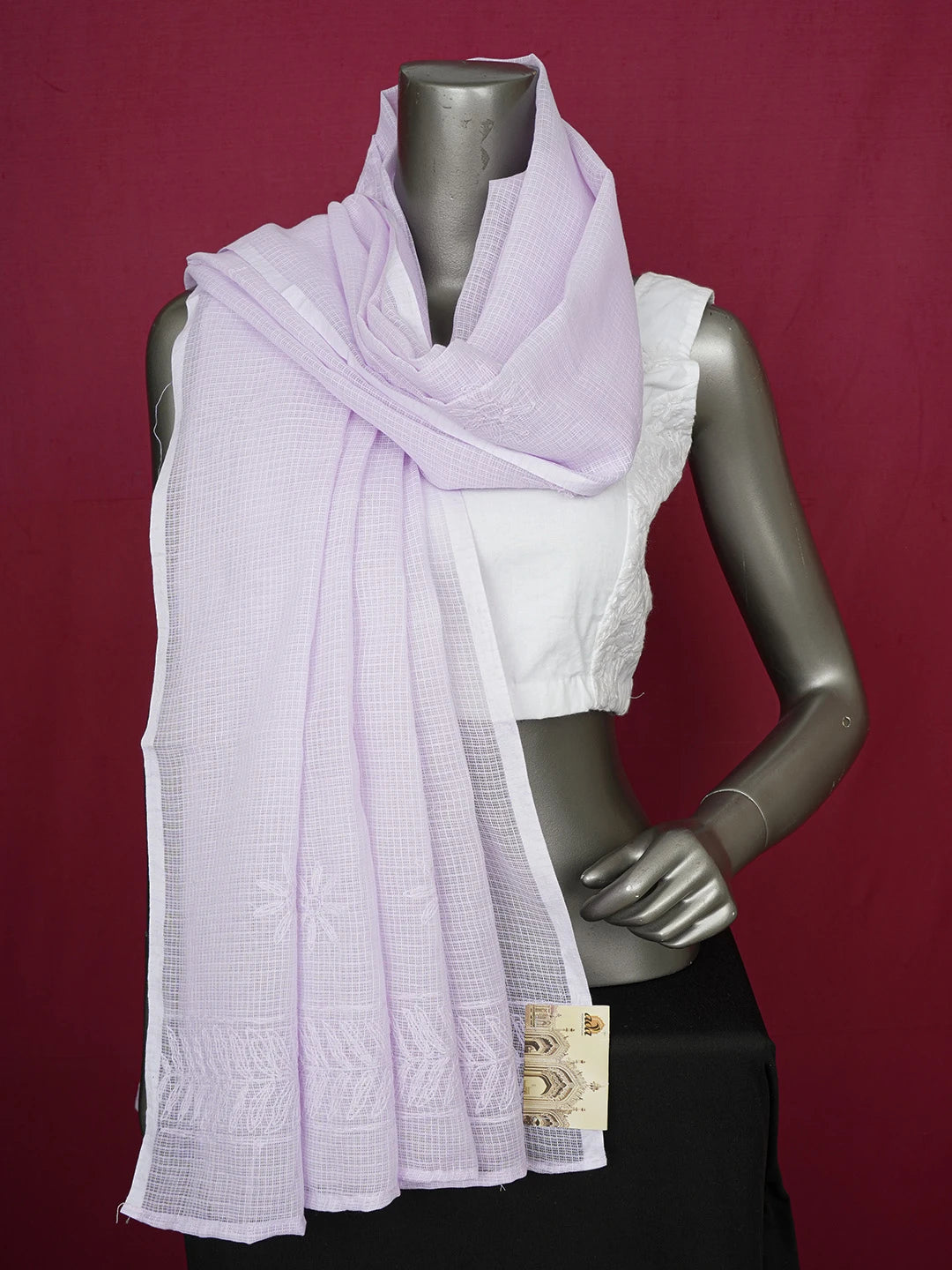Ada Hand Embroidered Mauve Kota Lucknowi Chikankari Dupatta 01A647385