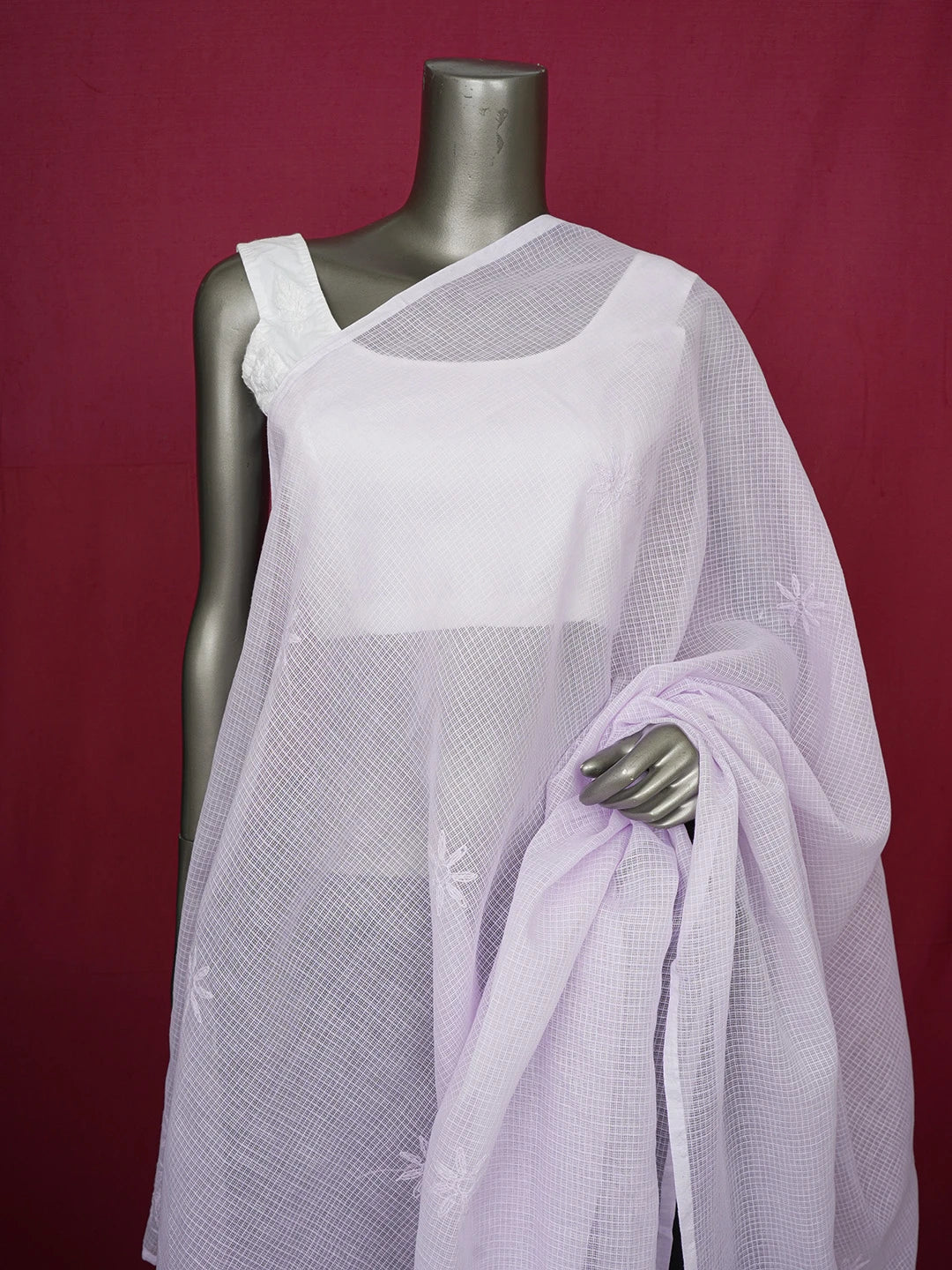 Ada Hand Embroidered Mauve Kota Lucknowi Chikankari Dupatta 01A647385